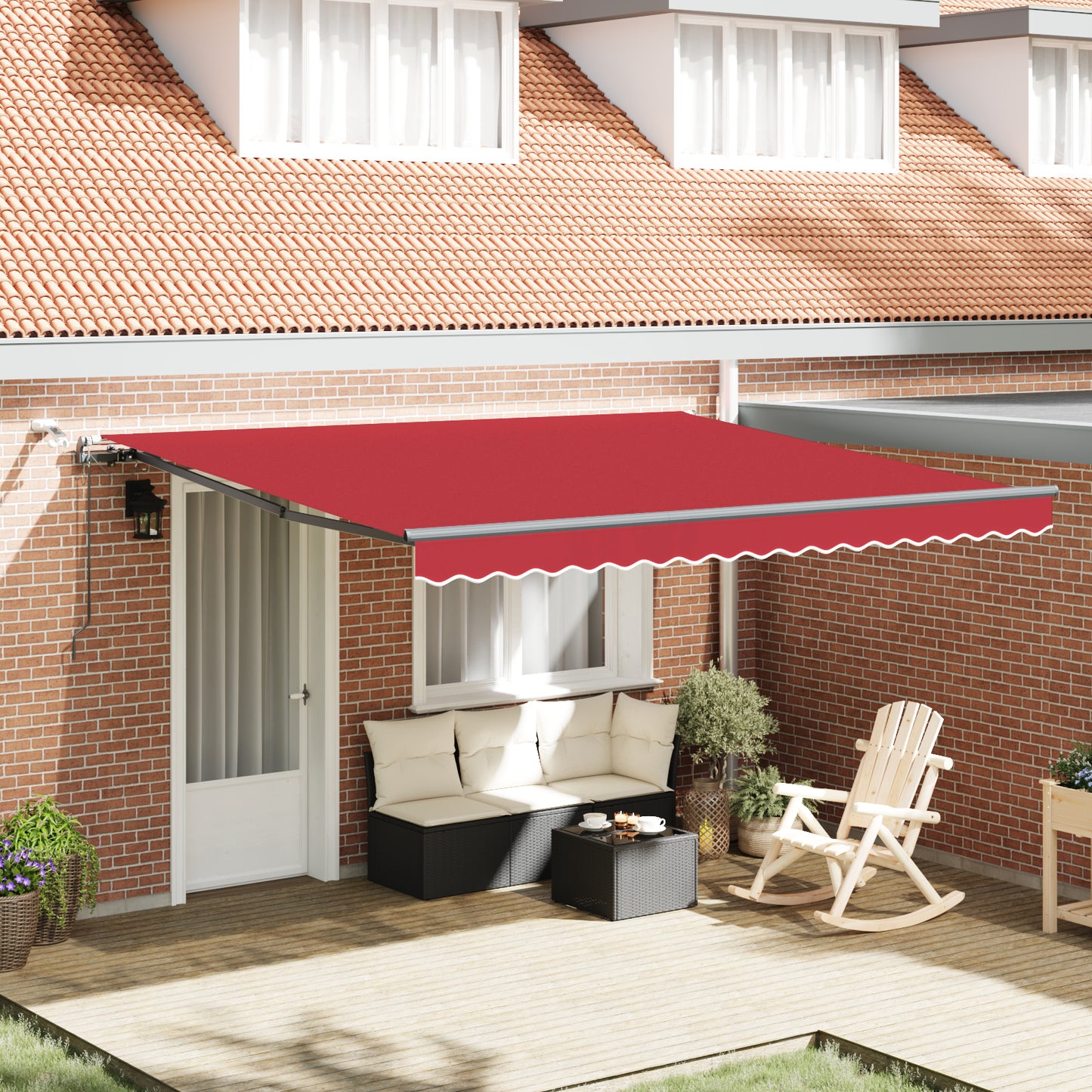 Uttrekkbar markise Rød 400 × 300 cm Polyester