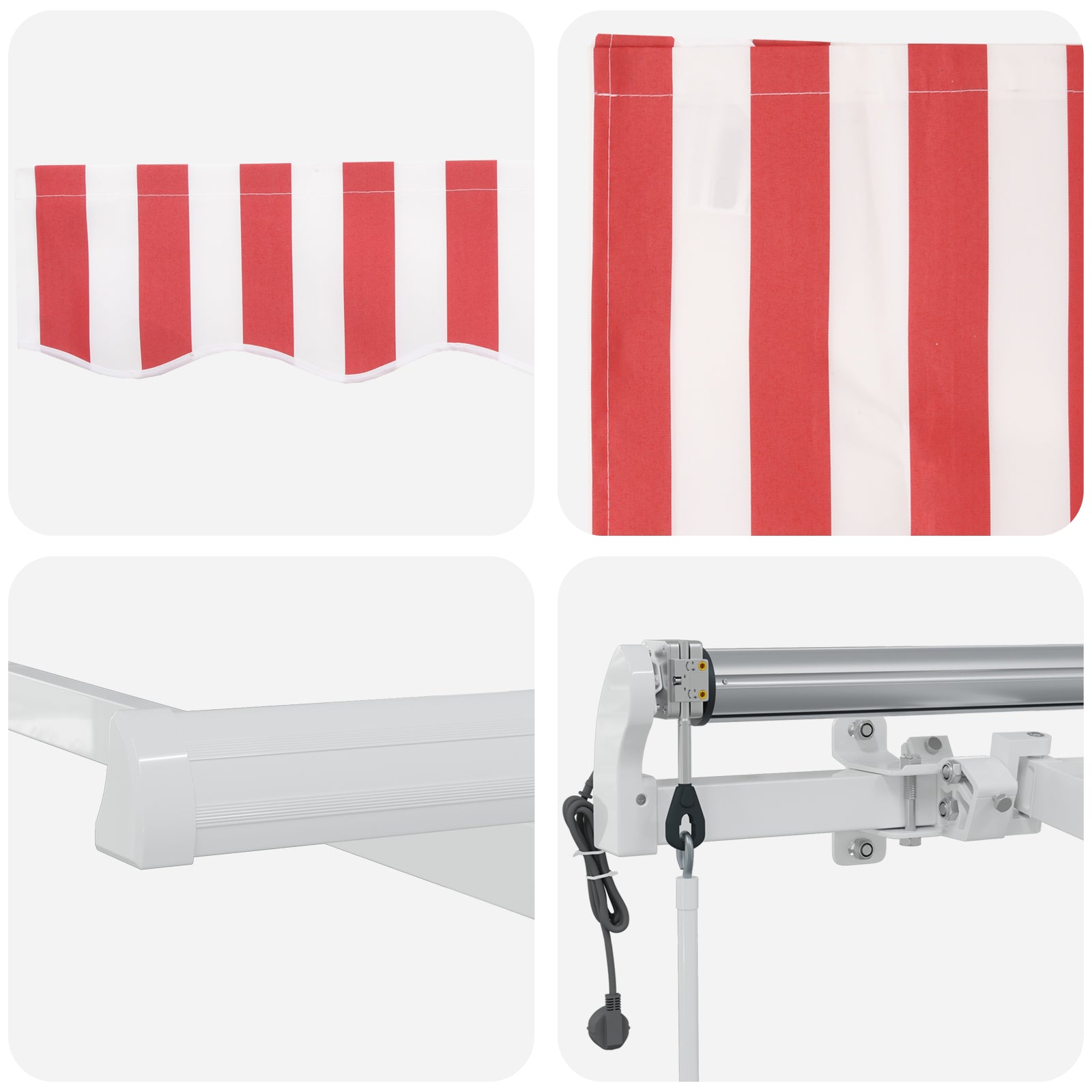 Innvendbar Markise 350 x 250 cm Rød og hvit