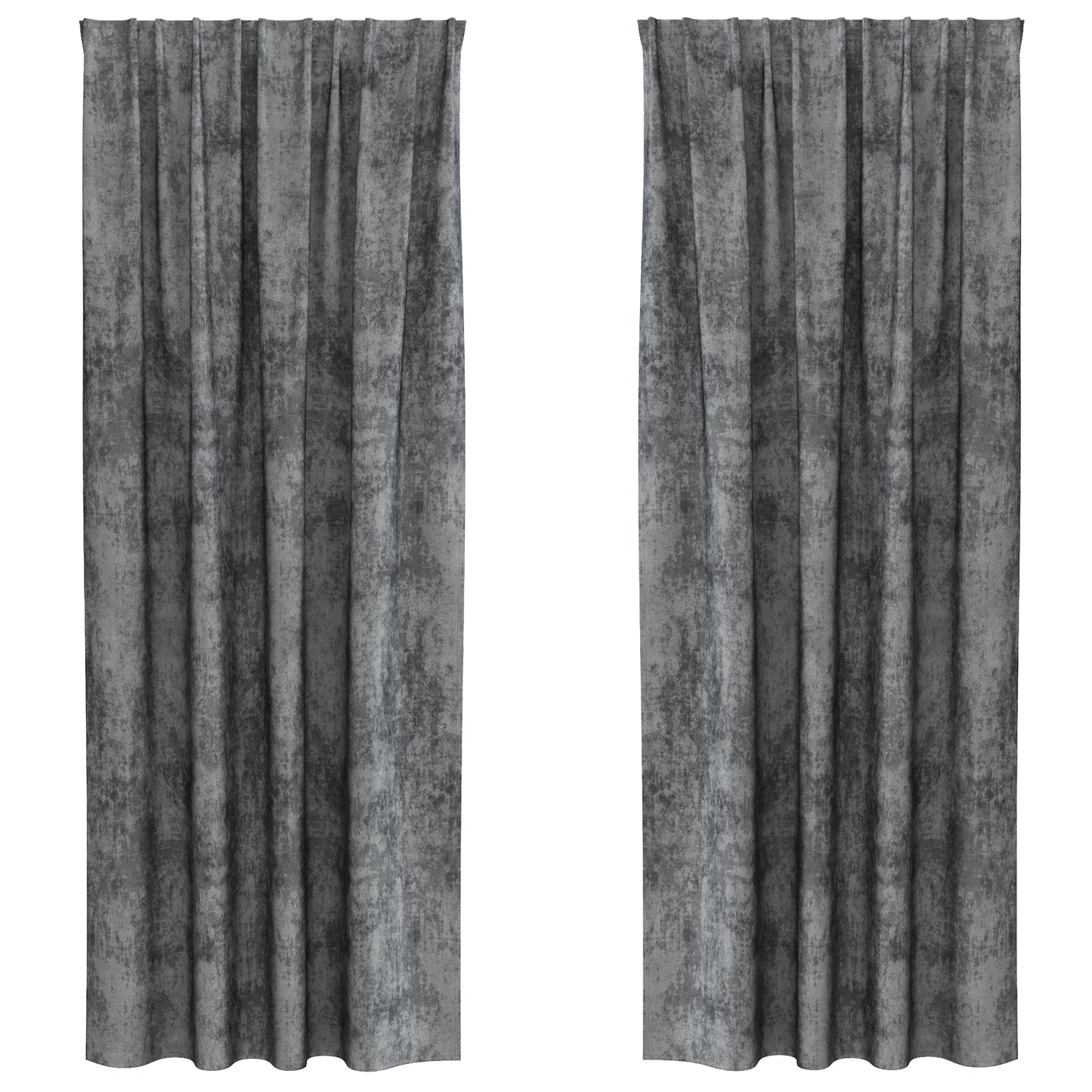 Fløyel Gardiner med gardiner 2 pcs Grå 225 x 140 cm Fløyel