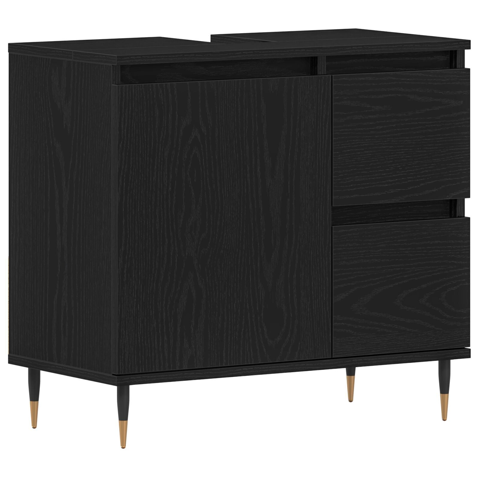 Baderomsmøbelsett med skuff 3 pcs Svart Eik 30 x 30 x 190 cm