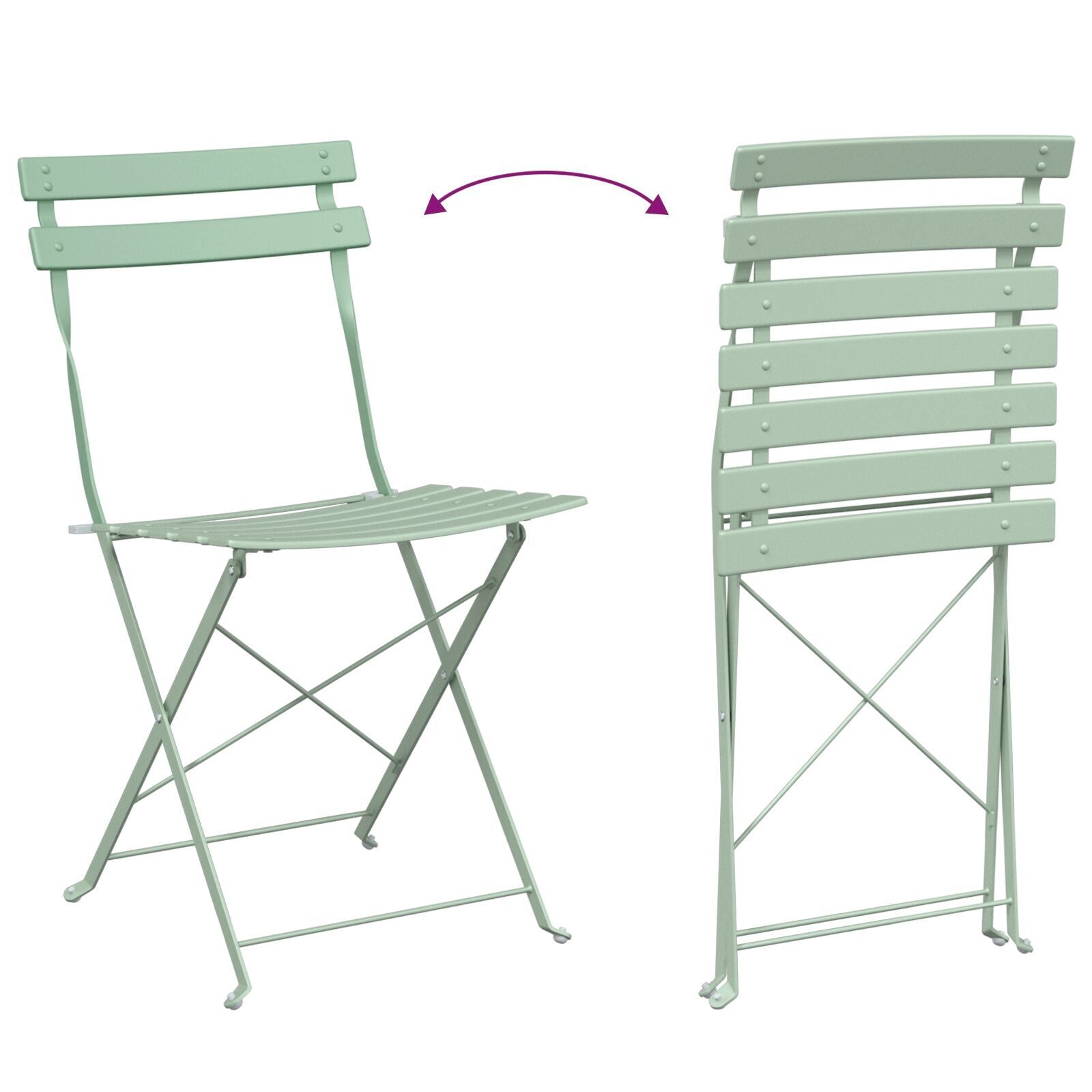Hage Folding Stol Folding 2 pcs grønn 42 x 46 x 82cm Stål