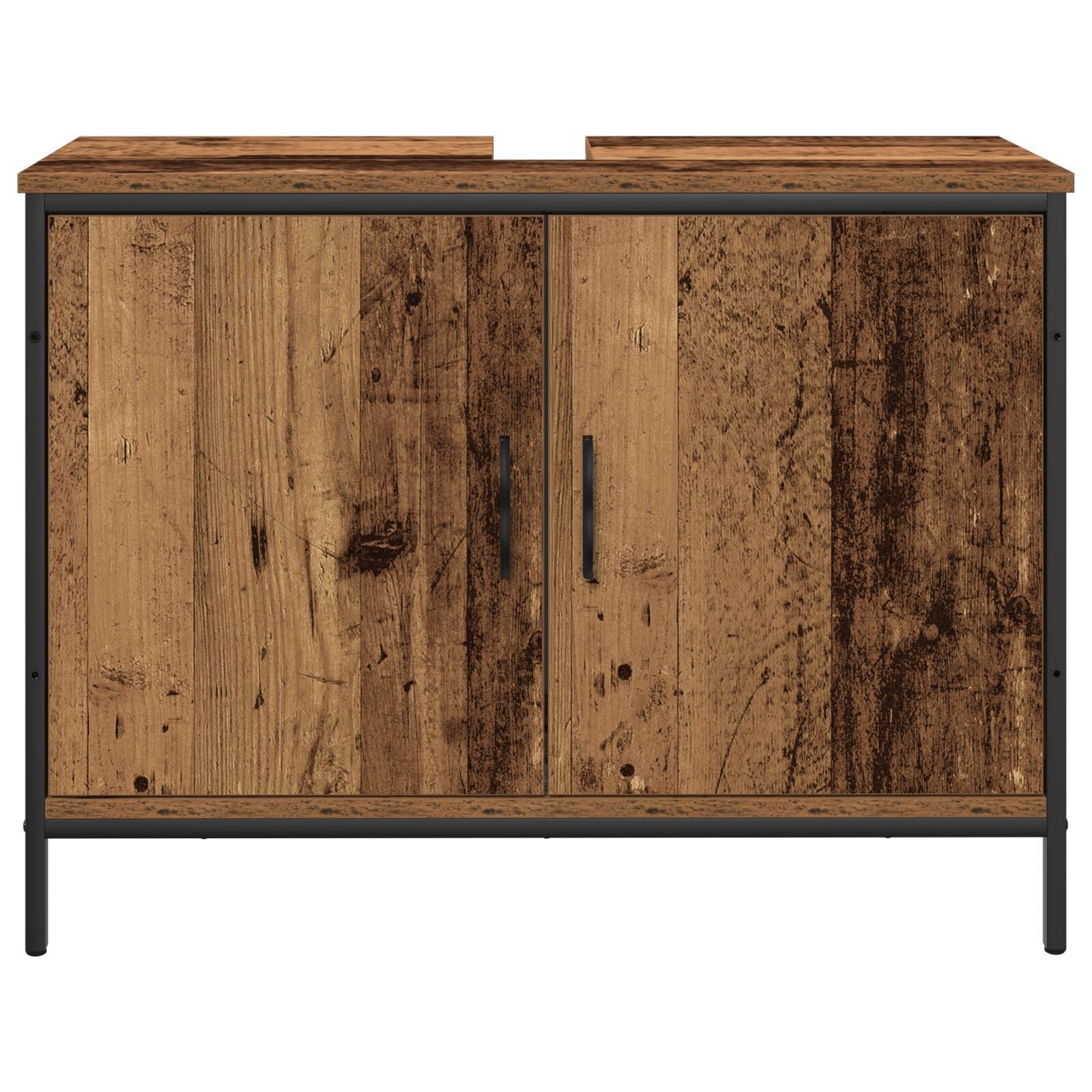 Baderomsinnredningssett med dør 4 pcs Brun 33 x 33 x 185.5 cm