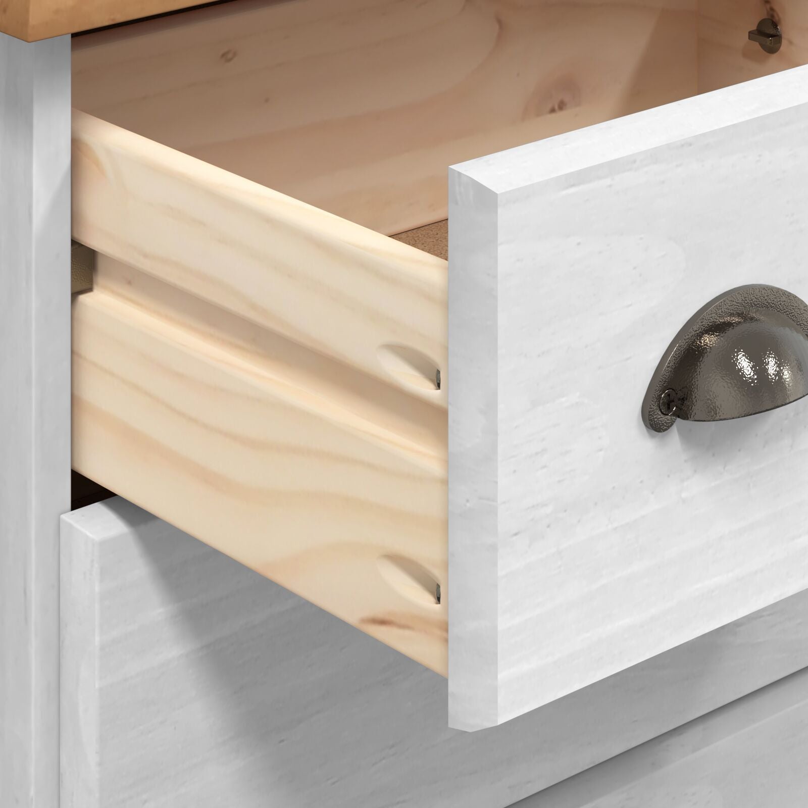Skap med skuffer Hvit 79 x 40 x 133.5 cm Massivt furutre