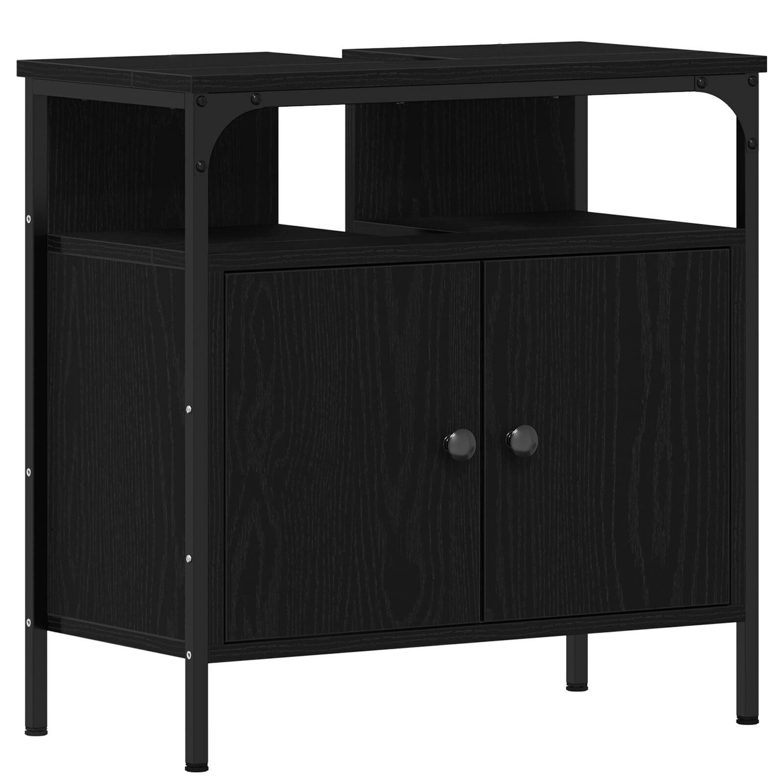 Baderomsinnredningssett med lagring 2 pcs Svart 60 x 30 x 60 cm