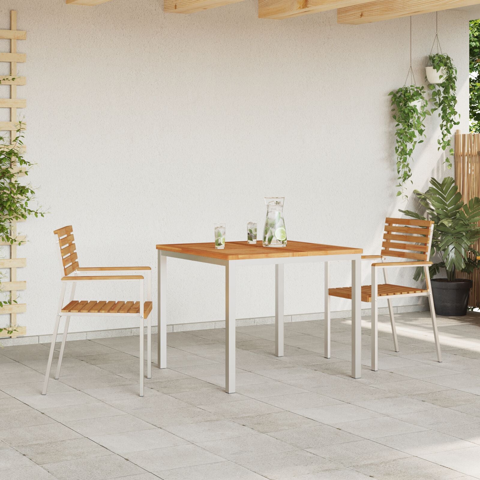 Hage Stol 2 pcs Brun 56 x 54.5 x 87cm Massivt teaktre