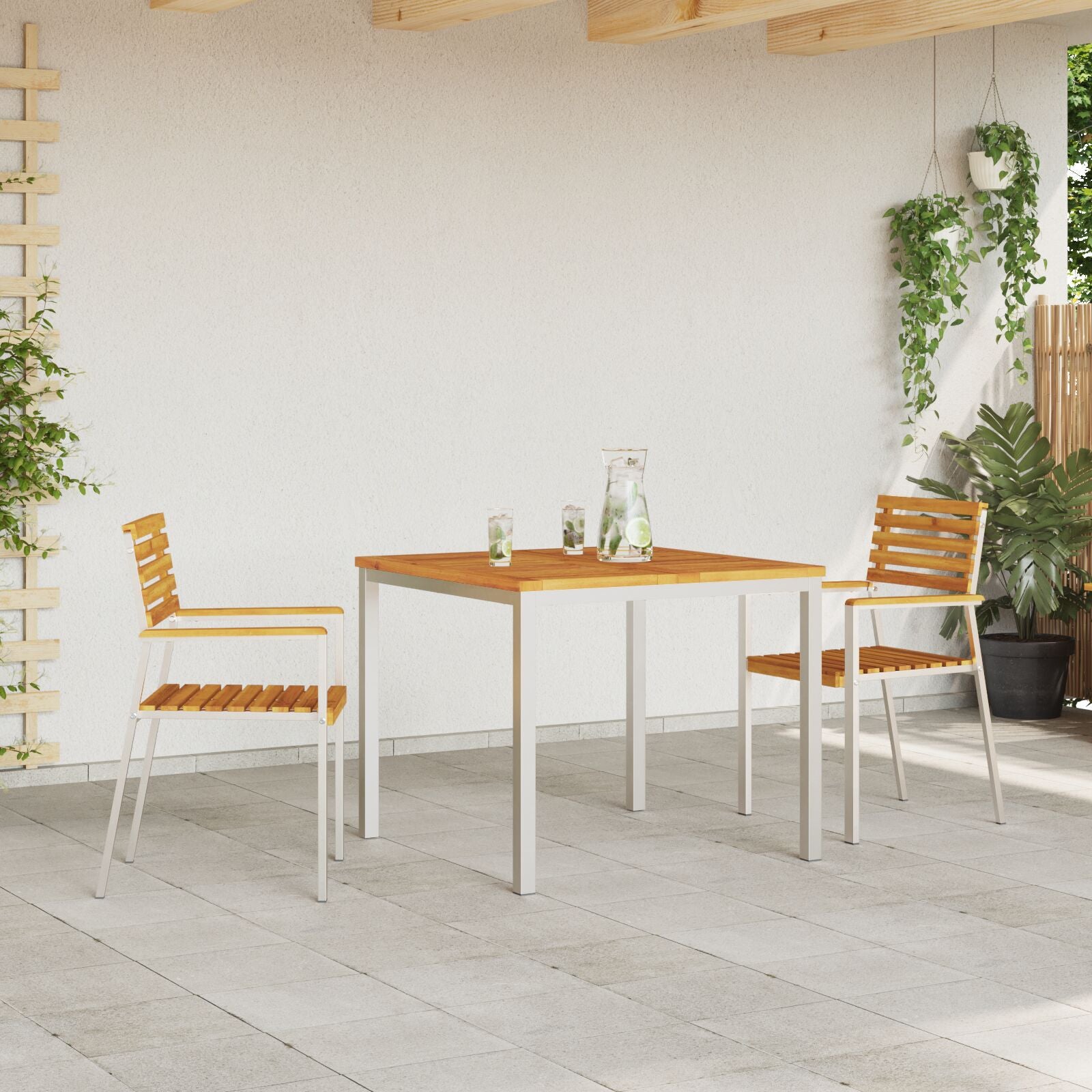 Hage Stol 2 pcs Brun 56 x 54.5 x 87cm Massivt akasietre