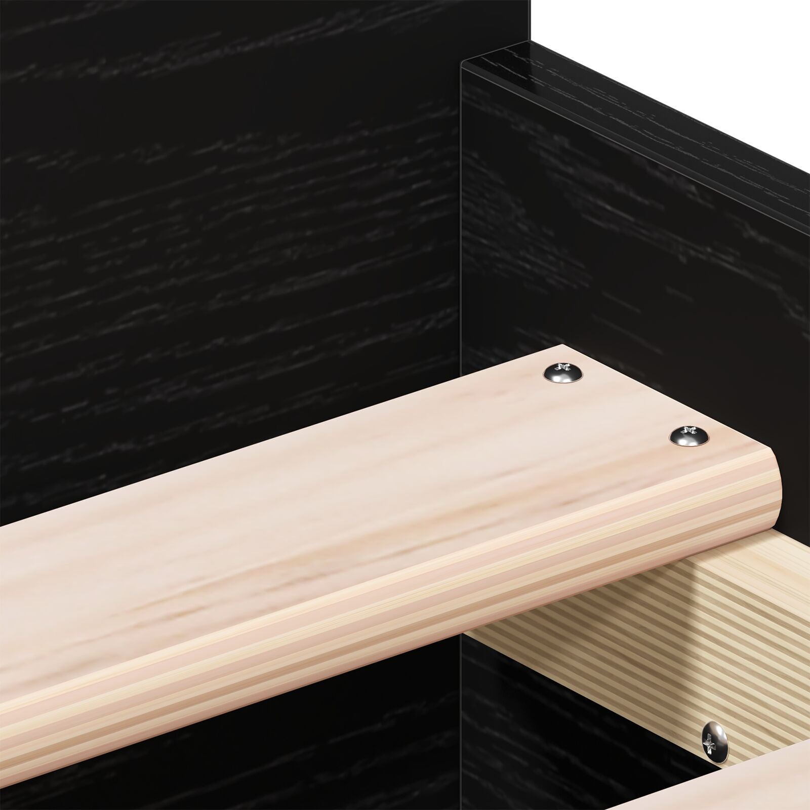 Sengestamme med skuff Svart Eik 193 x 78 x 50 cm Konstruert tre