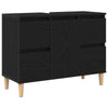 Baderomsinnredningssett med skuff 3 pcs Svart 30 x 30 x 180 cm
