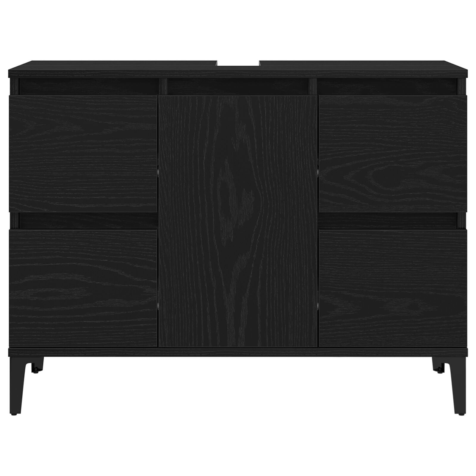 Baderomsinnredningssett med skuff 3 pcs Svart 30 x 30 x 180 cm
