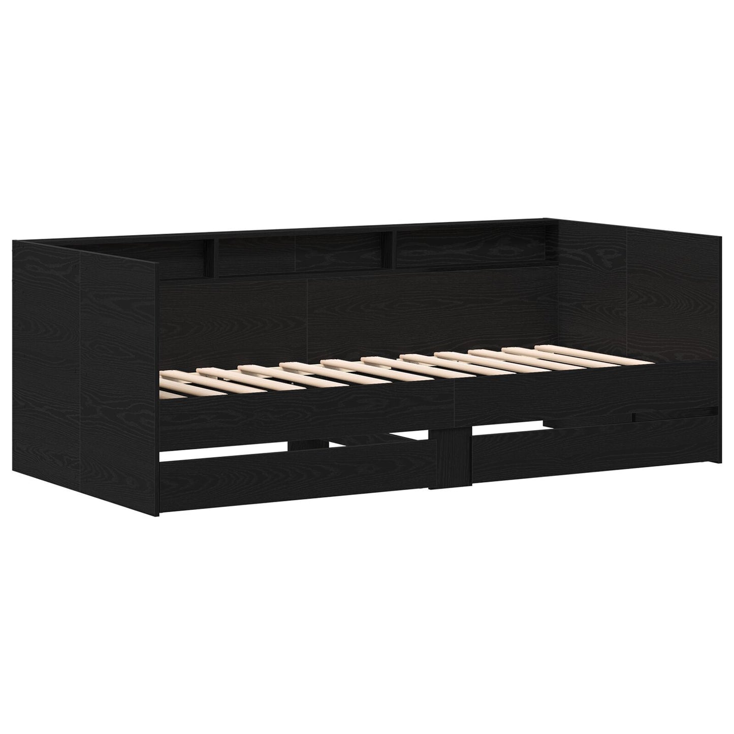Seng med skuff med hylle Svart Eik 100 x 200 cm Konstruert tre