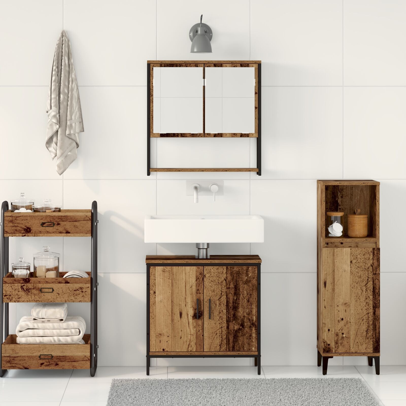 Baderomsinnredningssett med lagring 2 pcs Brun 60 x 30 x 60 cm
