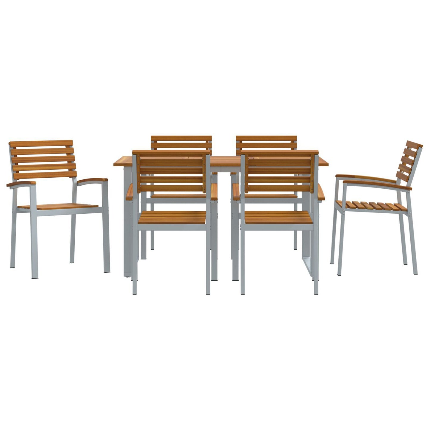 Hage Spisegruppe 7 pcs Grå Solid akasietre