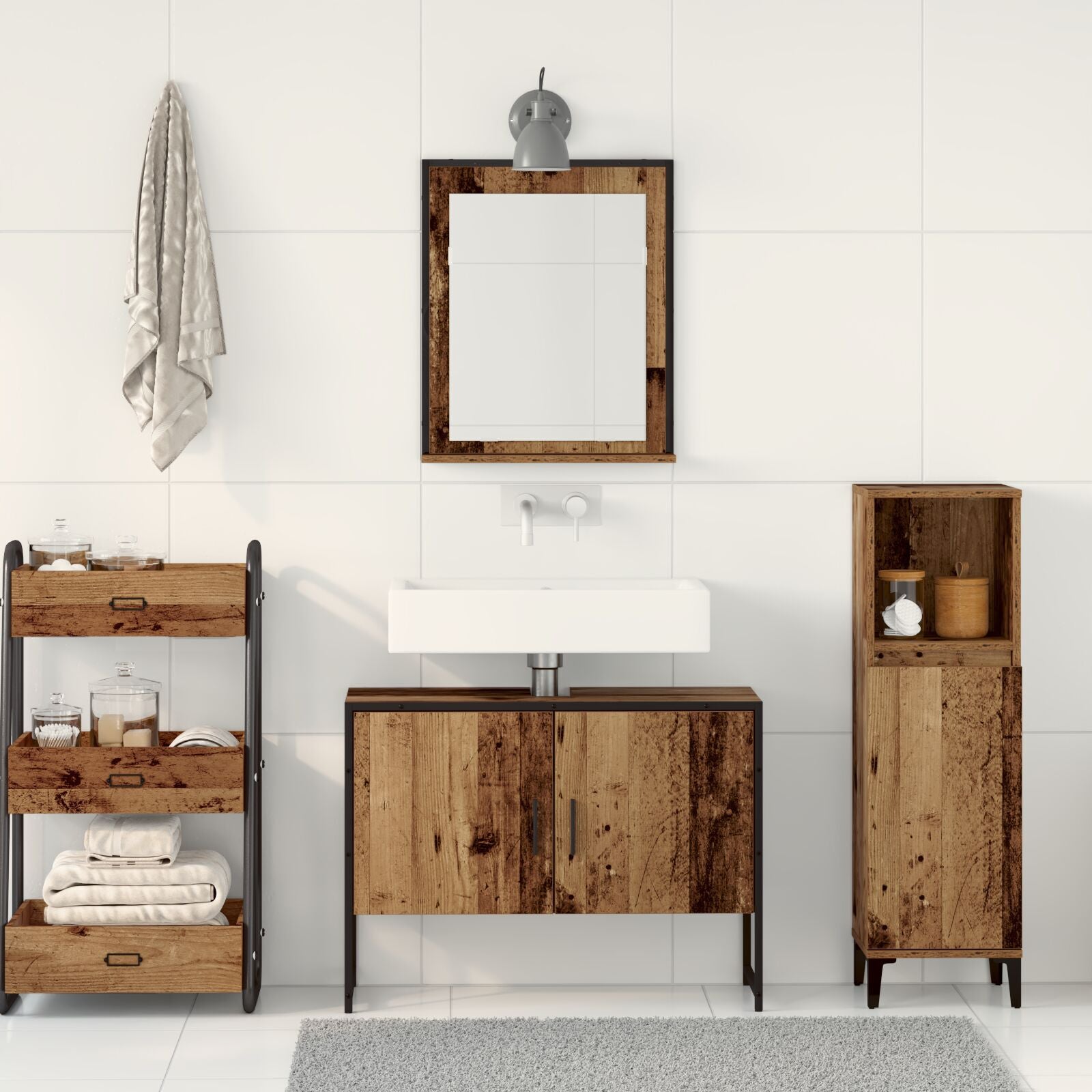 Baderomsinnredningssett med lagring 2 pcs Brun 80 x 33 x 60 cm