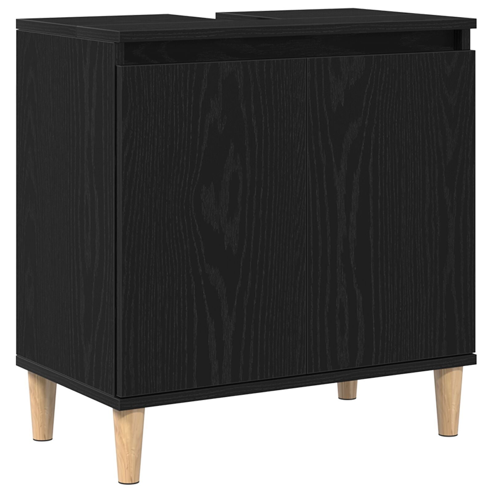 Baderomsinnredningssett med dør 3 pcs Svart 30 x 30 x 180 cm