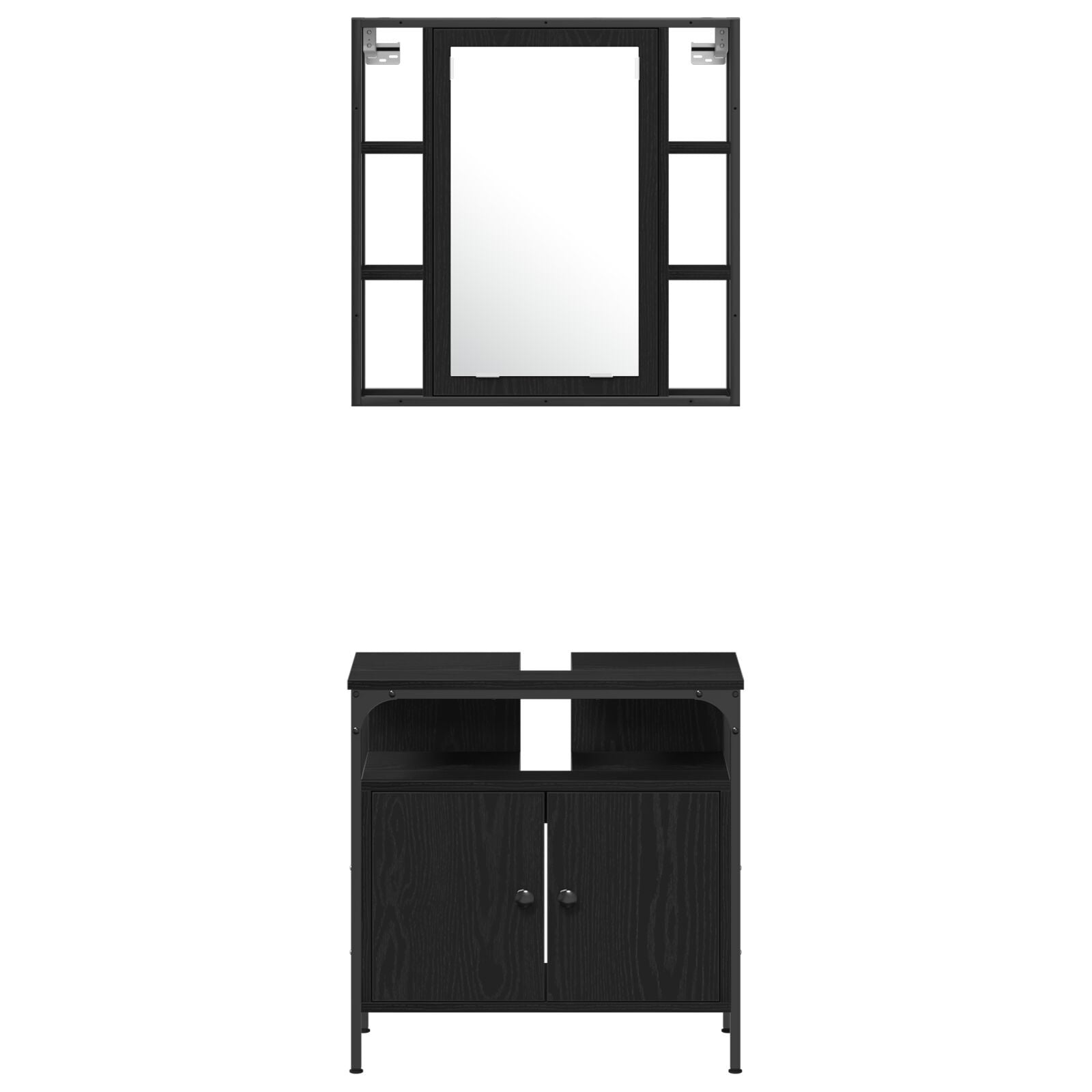 Baderomsskapsett med hylle 4 pcs Svart eik 33 x 33 x 185.5 cm