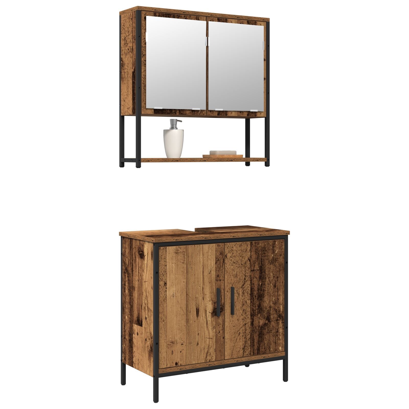 Baderomsinnredningssett med lagring 2 pcs Brun 60 x 30 x 60 cm