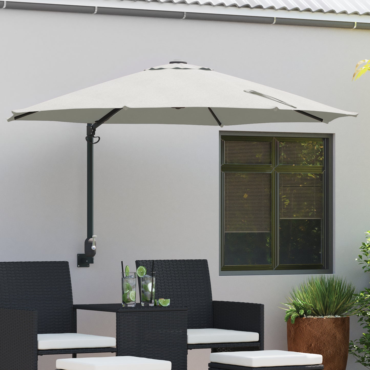 Hageparasol sand 248 x 248 x 148 cm Polyester og stål