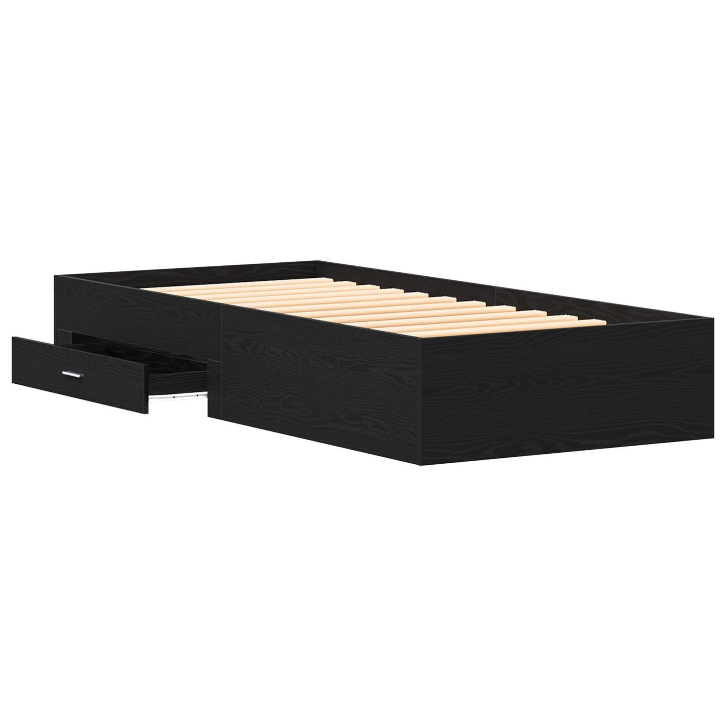 Sengestamme med skuff Svart Eik 90 x 200 cm Konstruert tre