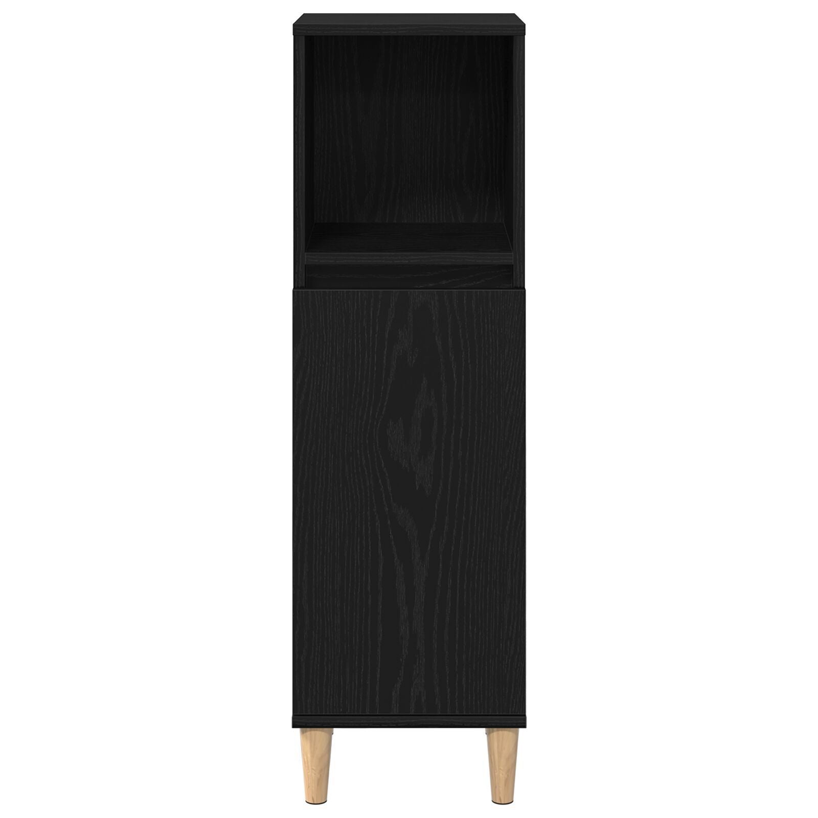 Baderomsinnredningssett med dør 3 pcs Svart 30 x 30 x 180 cm