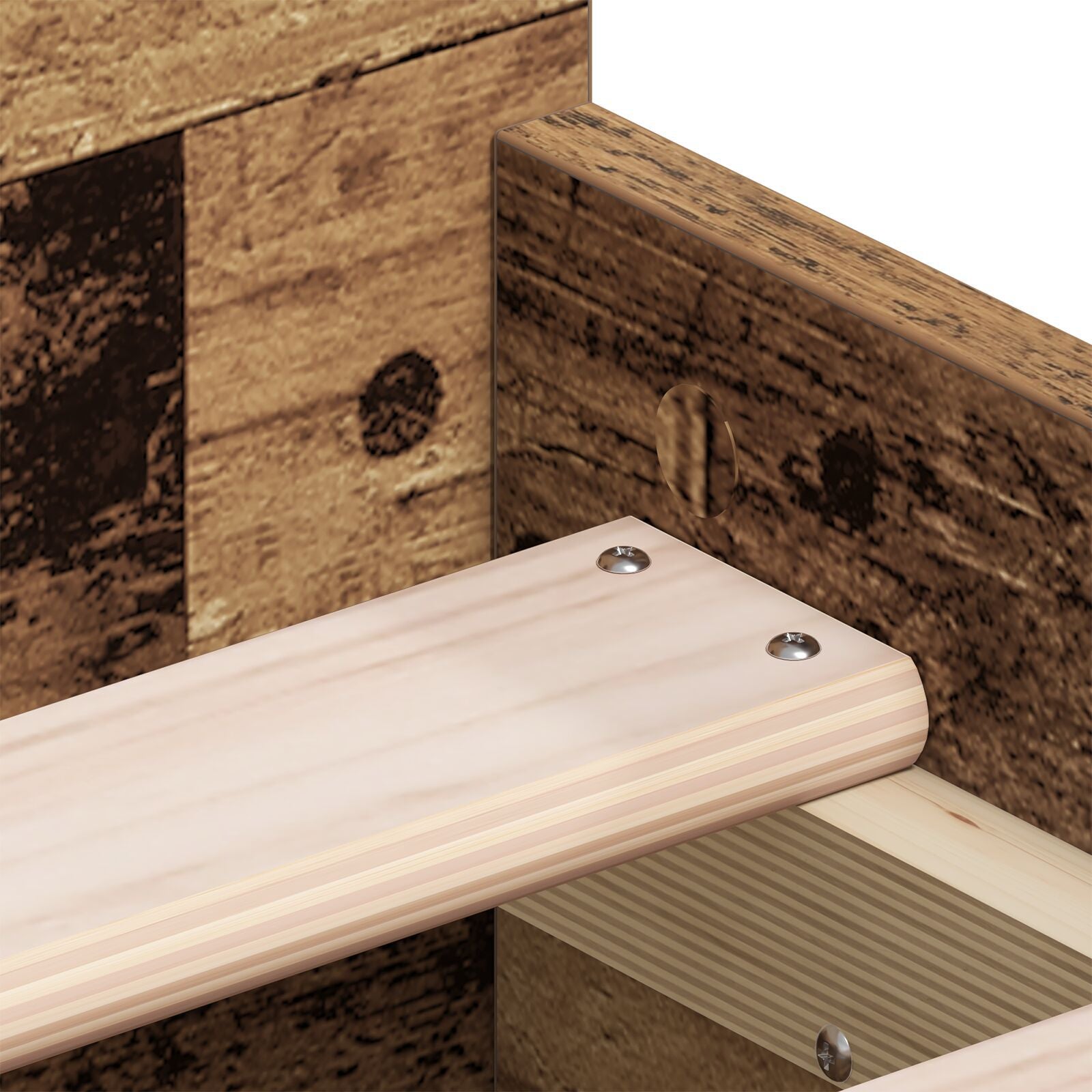 Sengestamme med skuff Gamle tre 193 x 78 x 50 cm Konstruert tre