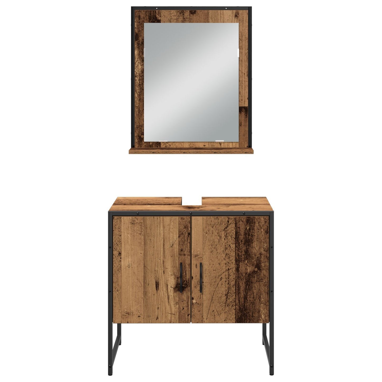 Baderomsinnredningssett med dør 4 pcs Brun 33 x 33 x 185.5 cm