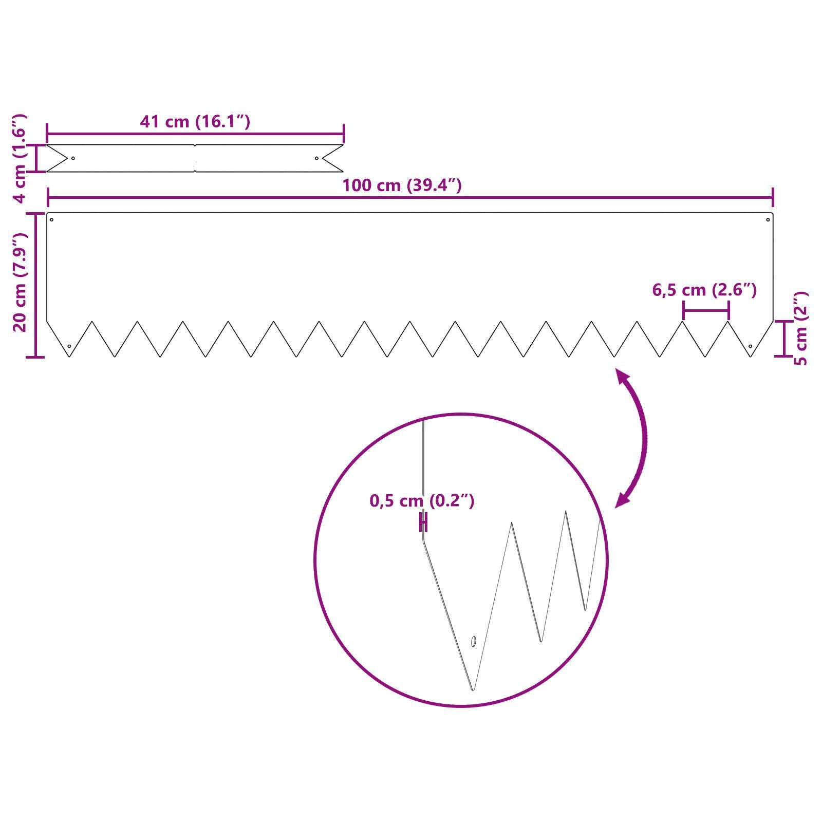 Gjerdekant 50 pcs sølv 100 x 0.05 x 20 cm Rustfritt Stål