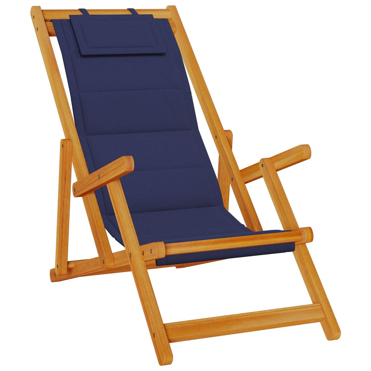 Strandstol med pute 2 pcs Brun Solid akasietre