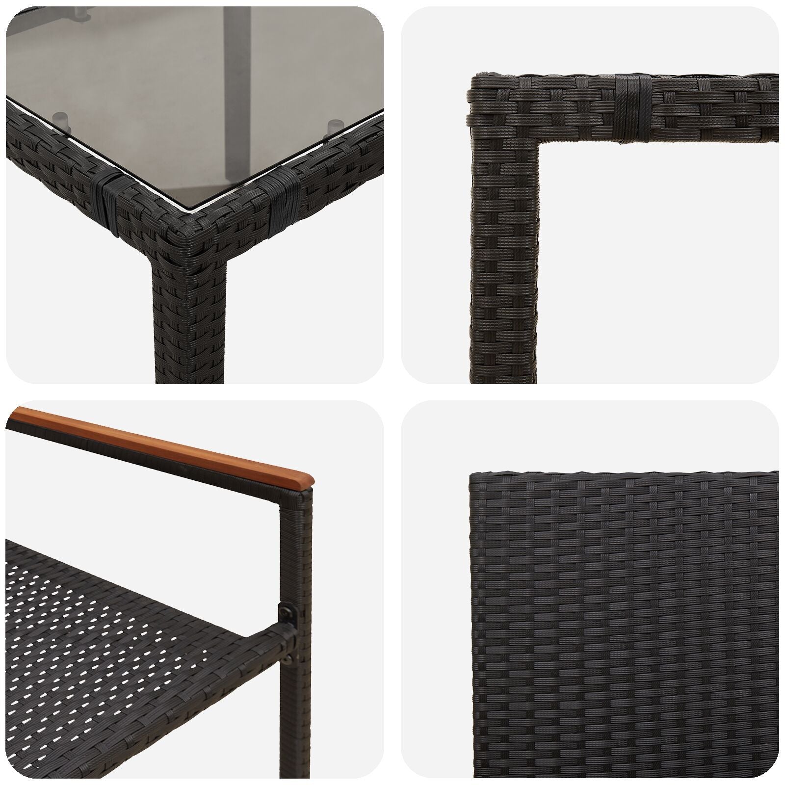 Hage Spisegruppe 5 pcs Svart 150 x 90 x 75 cm polyrotting