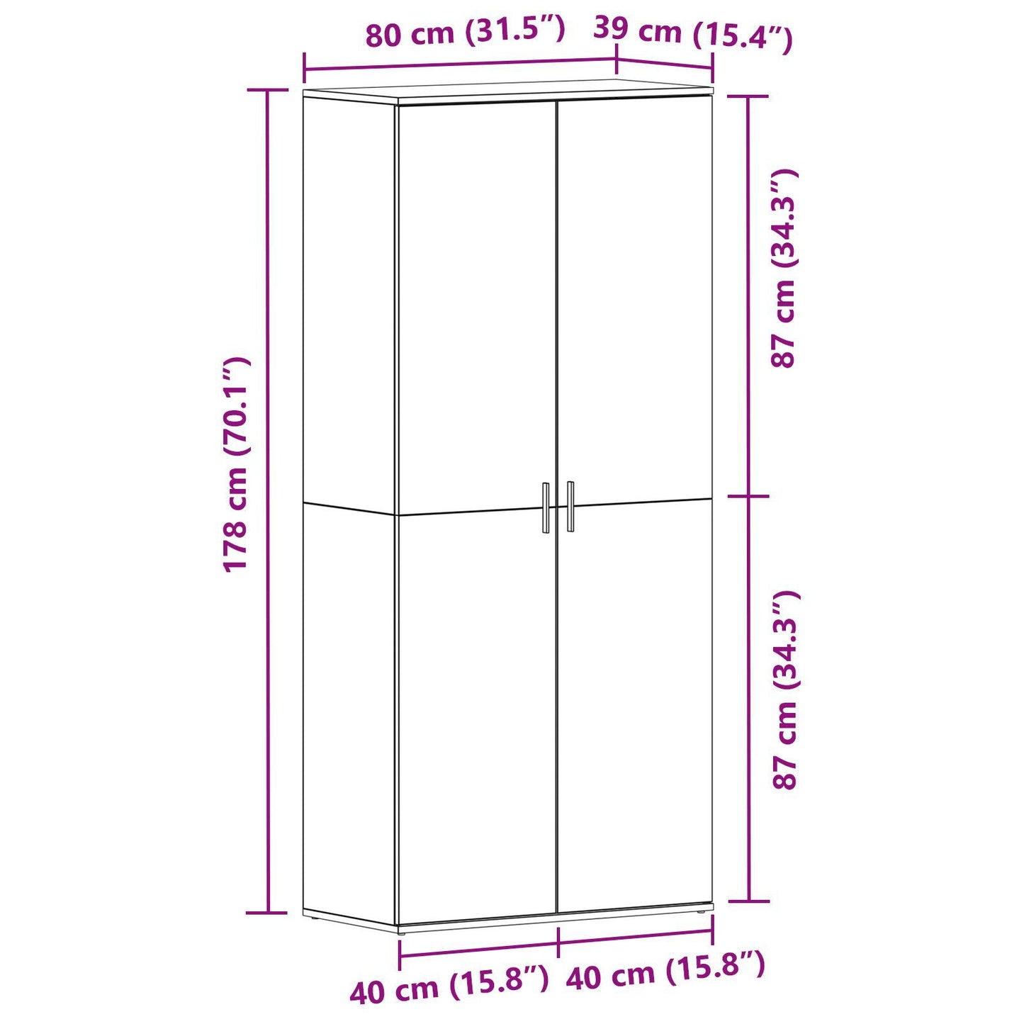 Sko Skap med hylle Svart Eik 80 x 39 x 178 cm Konstruert tre