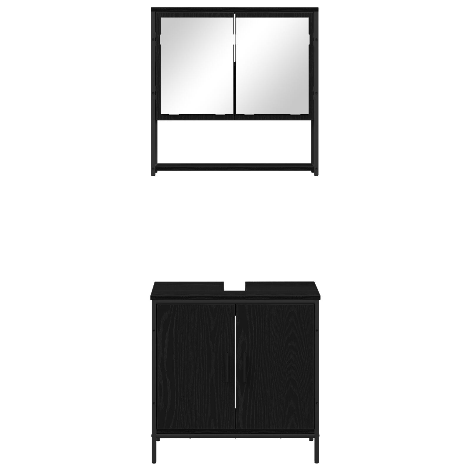 Baderomsinnredningssett med lagring 2 pcs Svart 60 x 30 x 60 cm