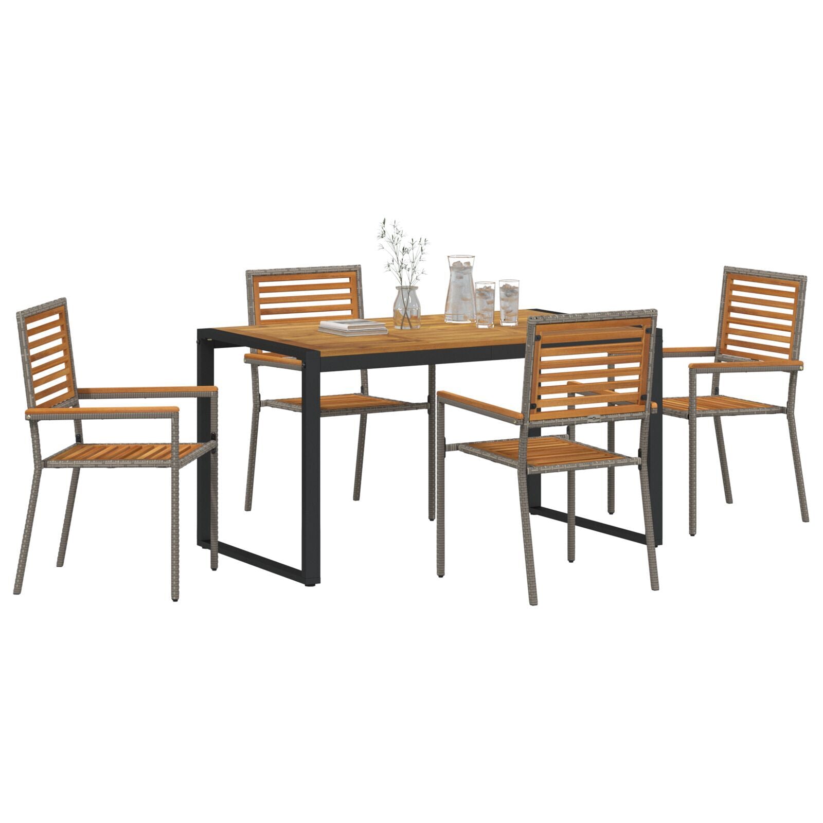 Hage Spisegruppe 5 pcs Grå, tre 140 x 80 x 75 cm polyrotting