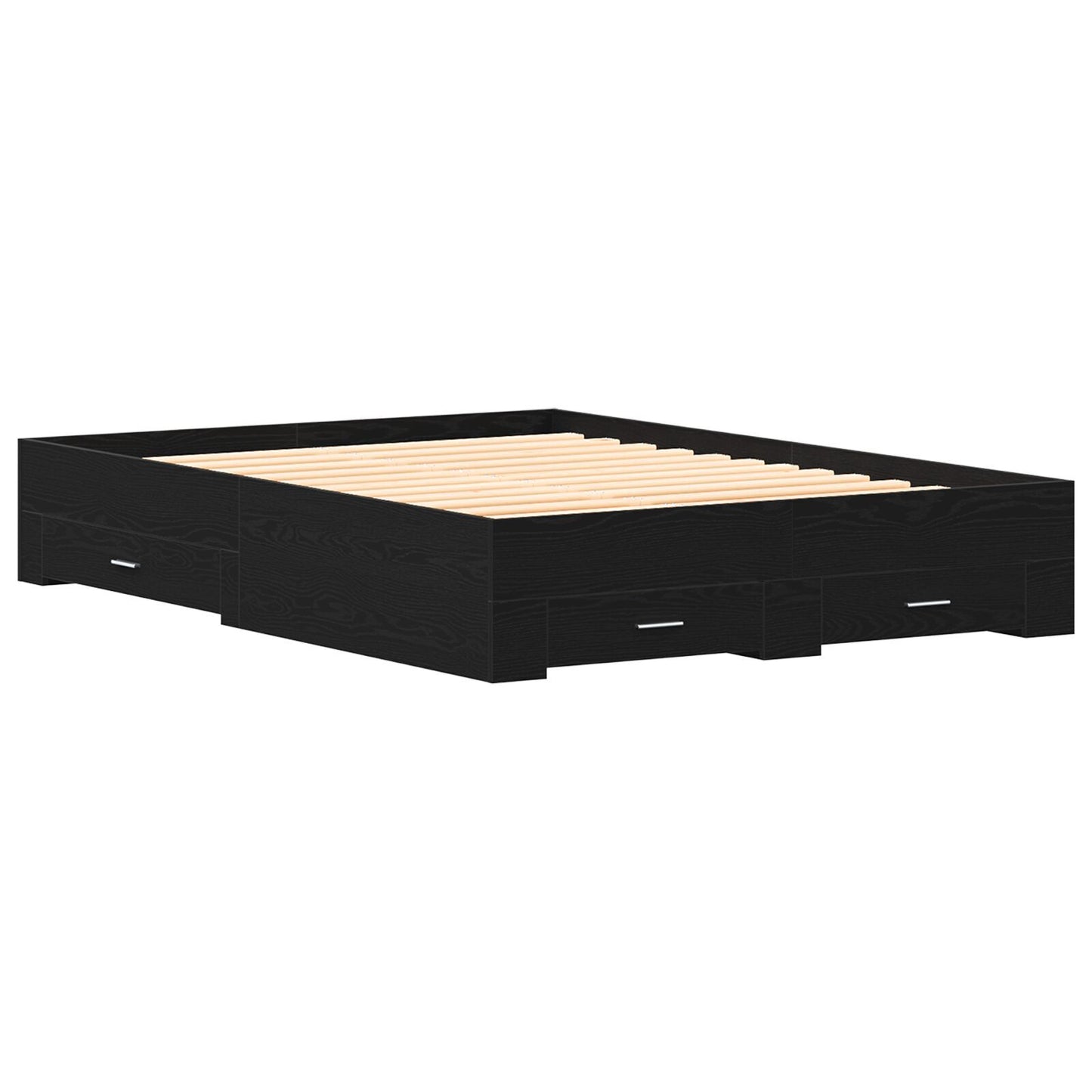 Sengestamme med skuff Svart Eik 140 x 190 cm Konstruert tre