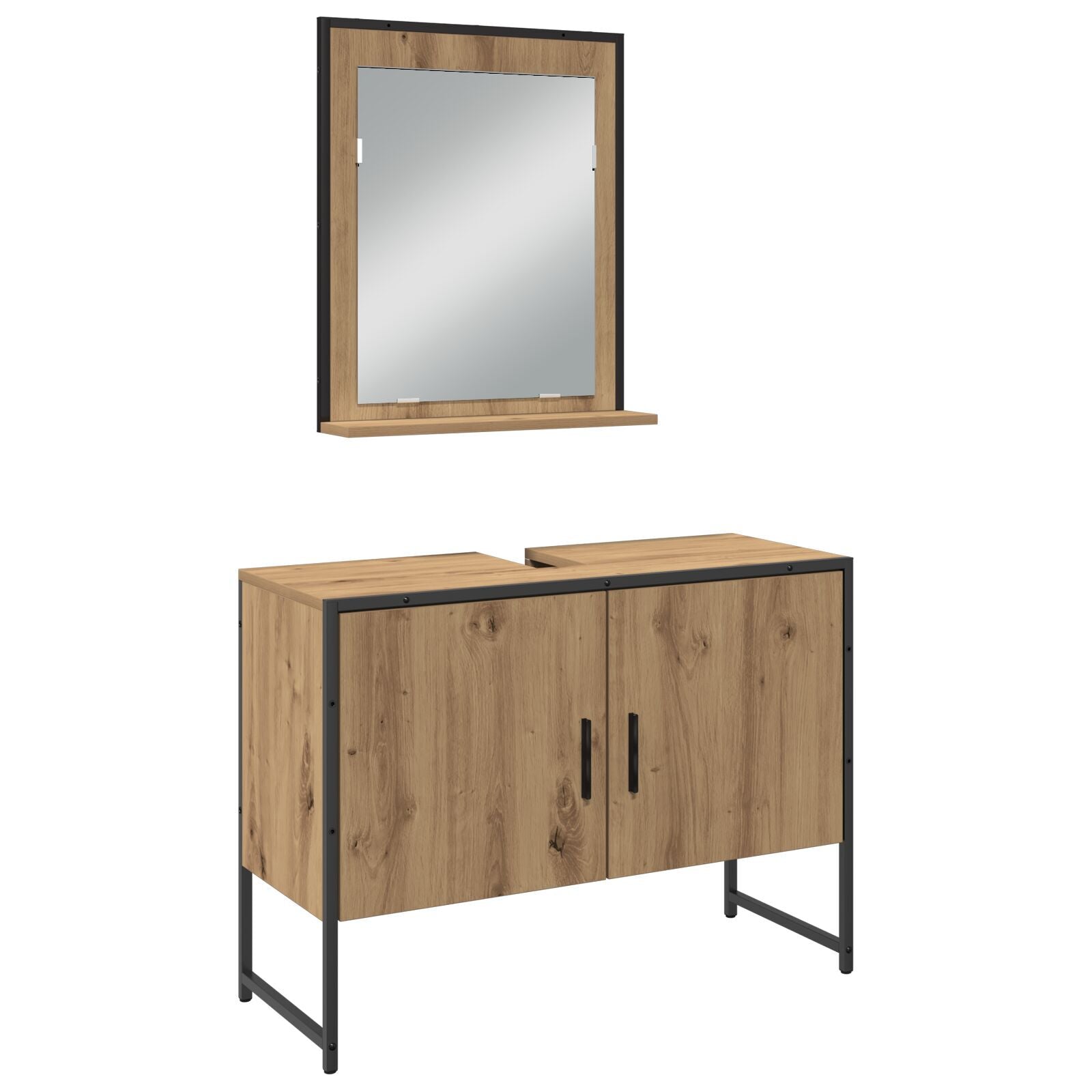 Baderomsinnredningssett med dør 3 pcs Brun 33 x 33 x 102.5 cm