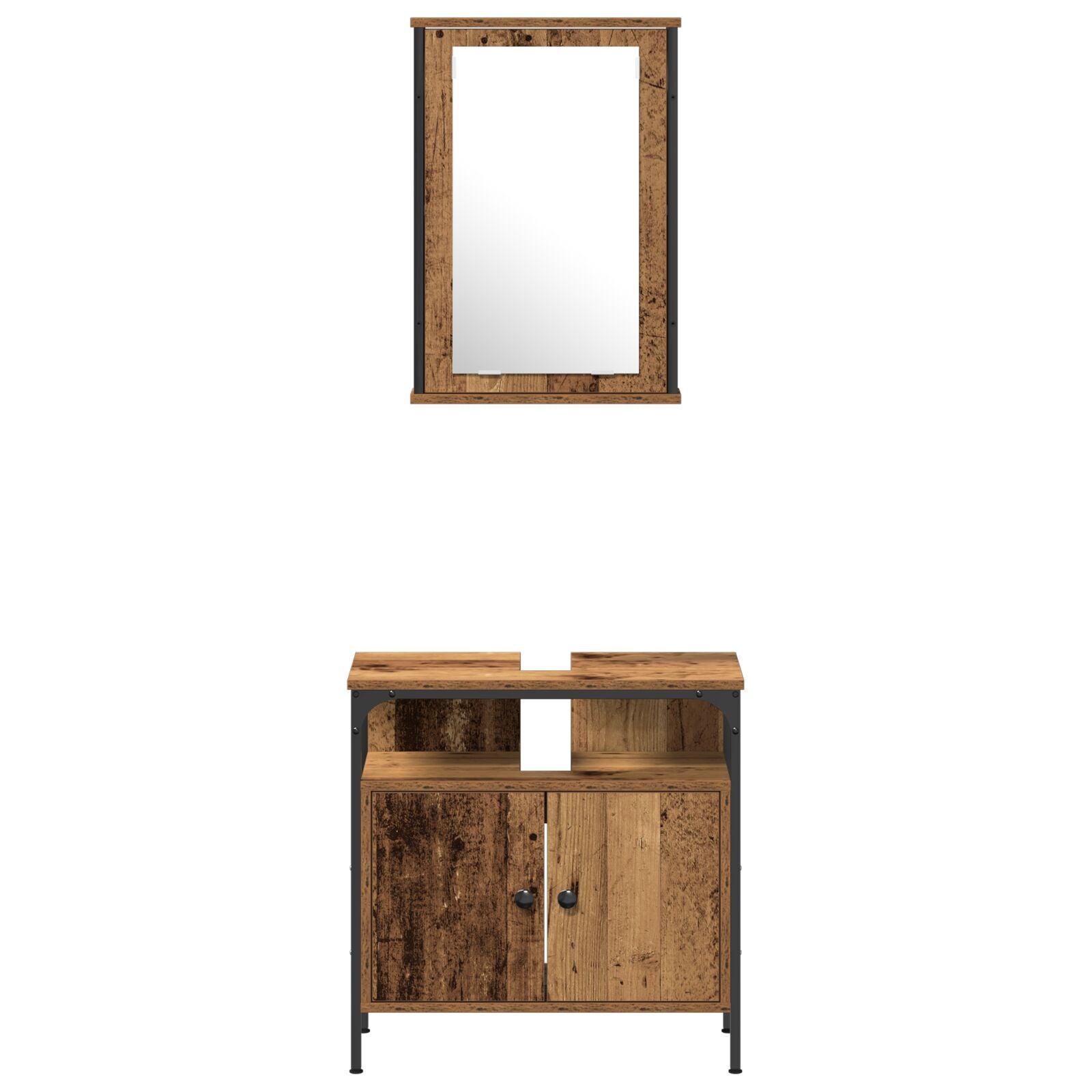 Baderomsinnredningssett med dør 3 pcs Brun 33 x 33 x 120.5 cm