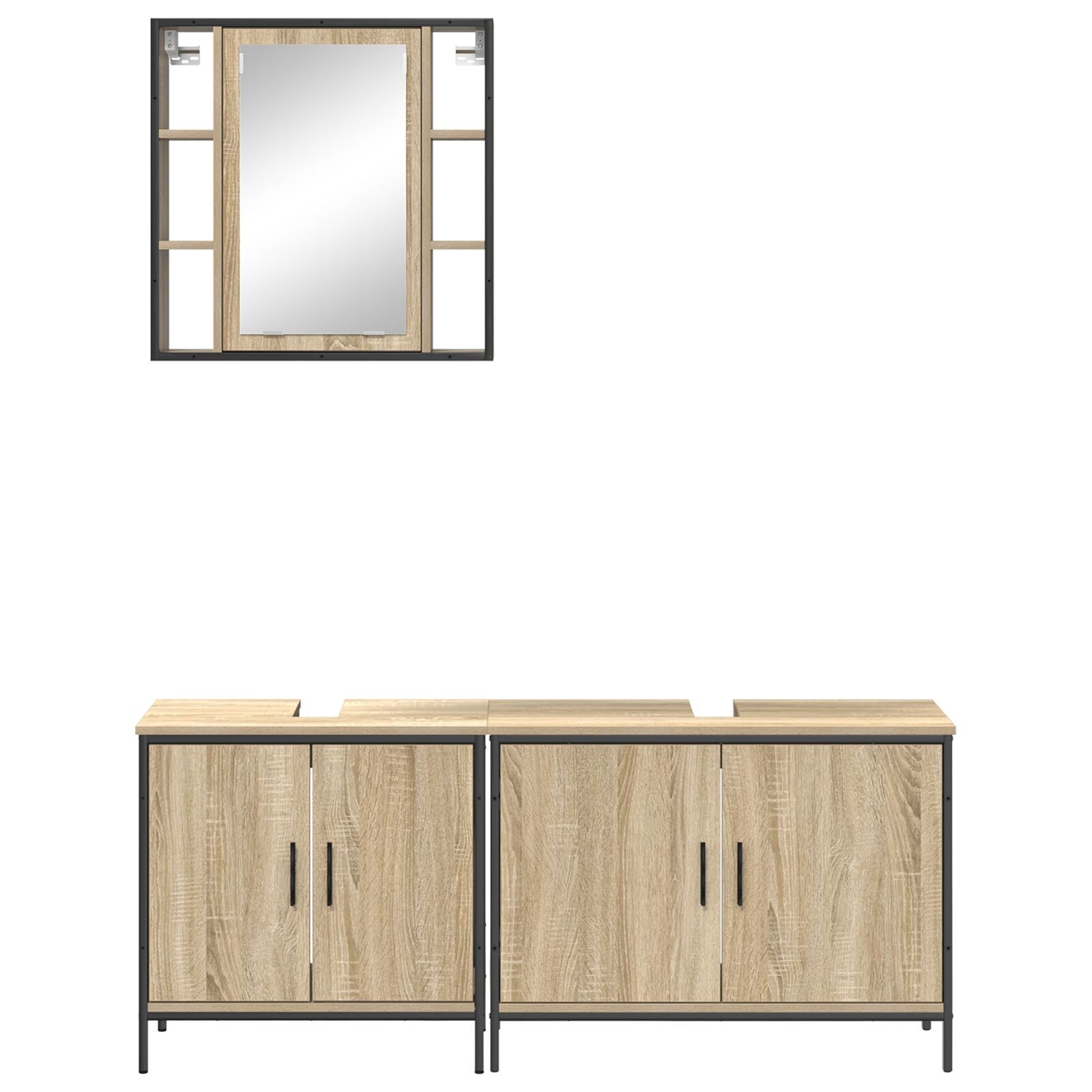 Baderomsinnredningssett med hylle 3 pcs Brun 60 x 30 x 60 cm