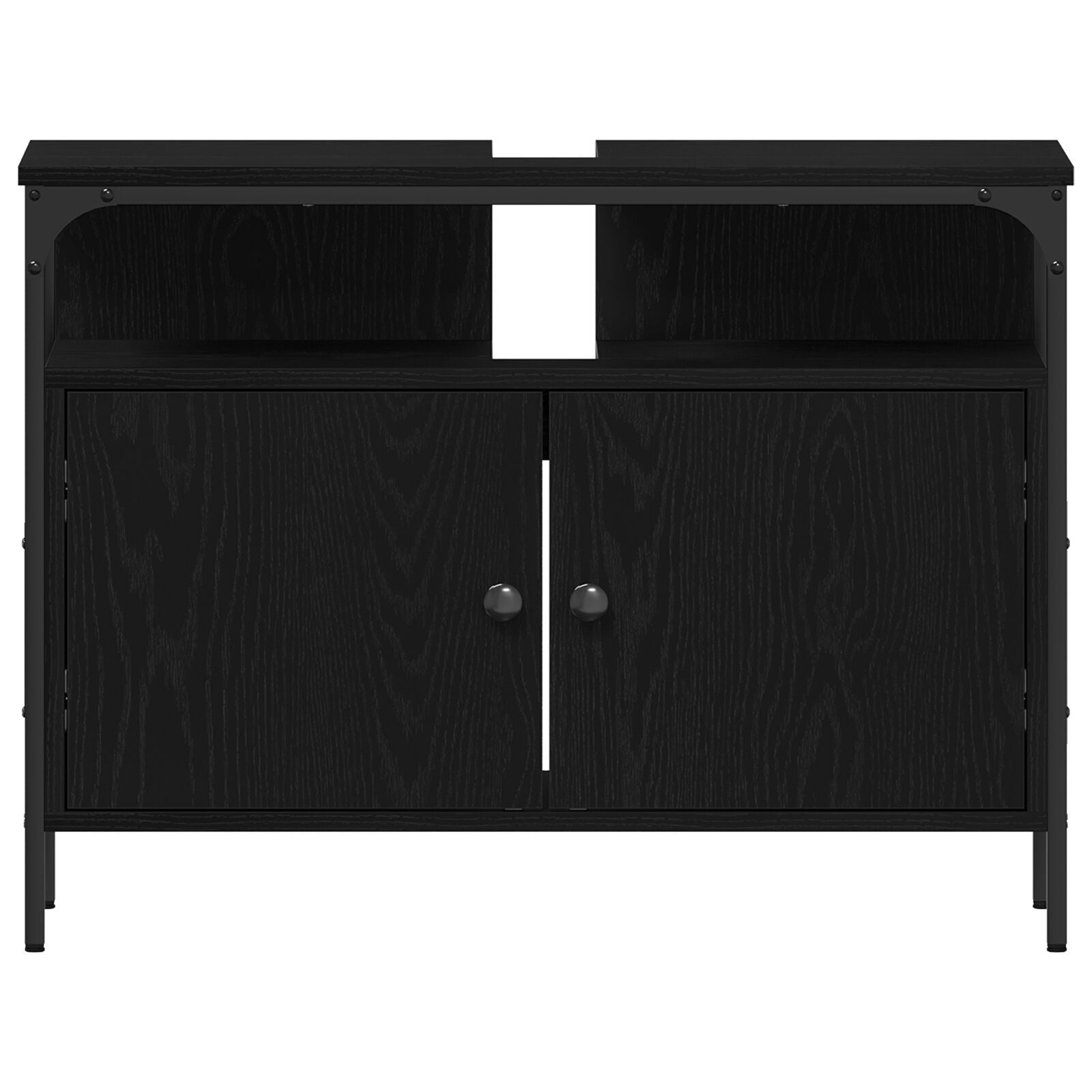 Baderomsskapsett med hylle 4 pcs Svart eik 33 x 33 x 185.5 cm