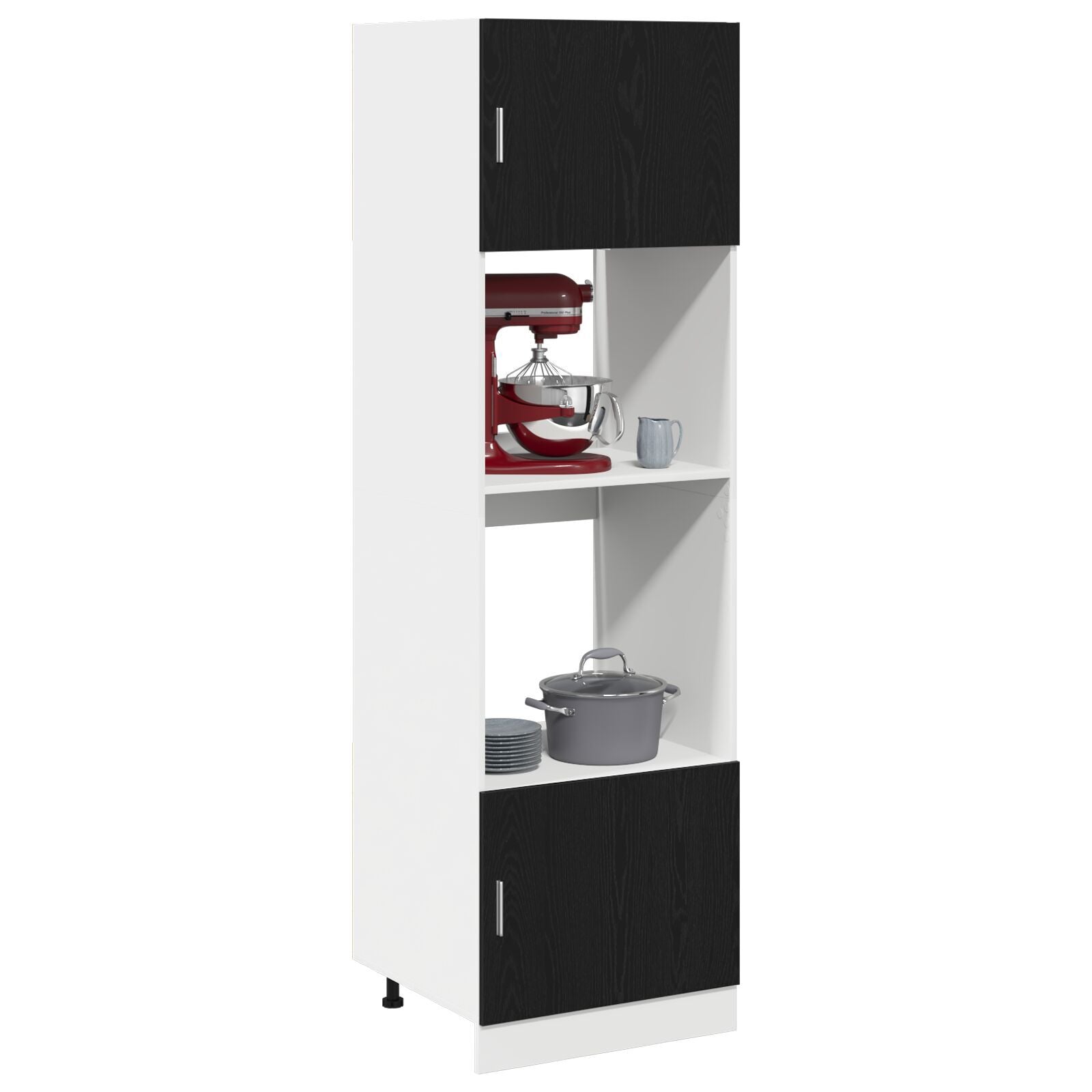 Mikrobølgeovnskap med hylle Riga Svart eik 60 x 57 x 207 cm