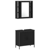 Baderomsinnredningssett med dør 4 pcs Svart 33 x 33 x 185.5 cm