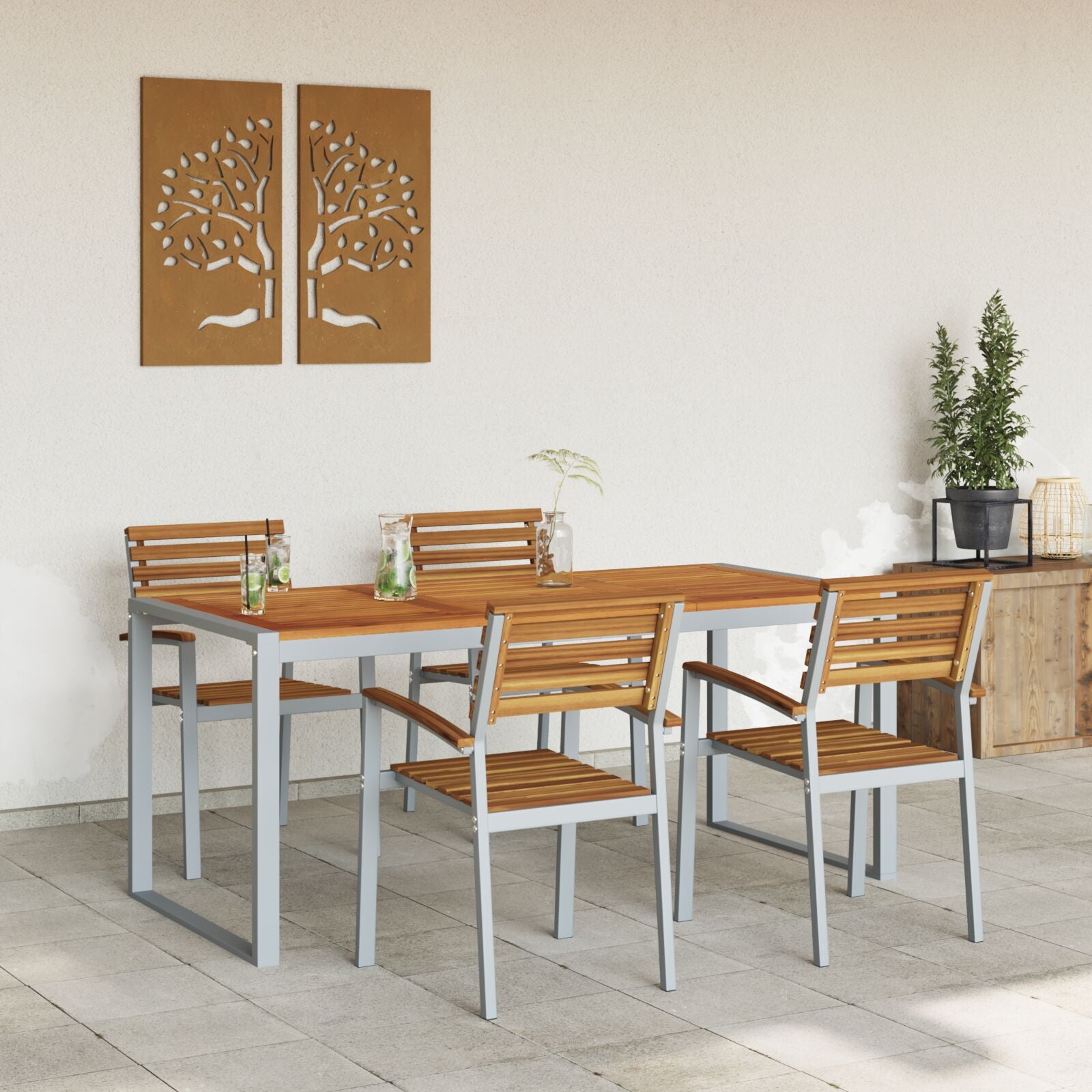 Hage Spisegruppe 5 pcs Grå og brun heltre akasie
