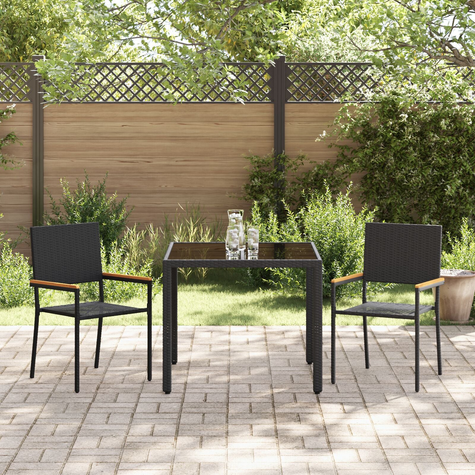 Hage Spisegruppe 3 pcs Svart 90 x 90 x 75 cm polyrotting
