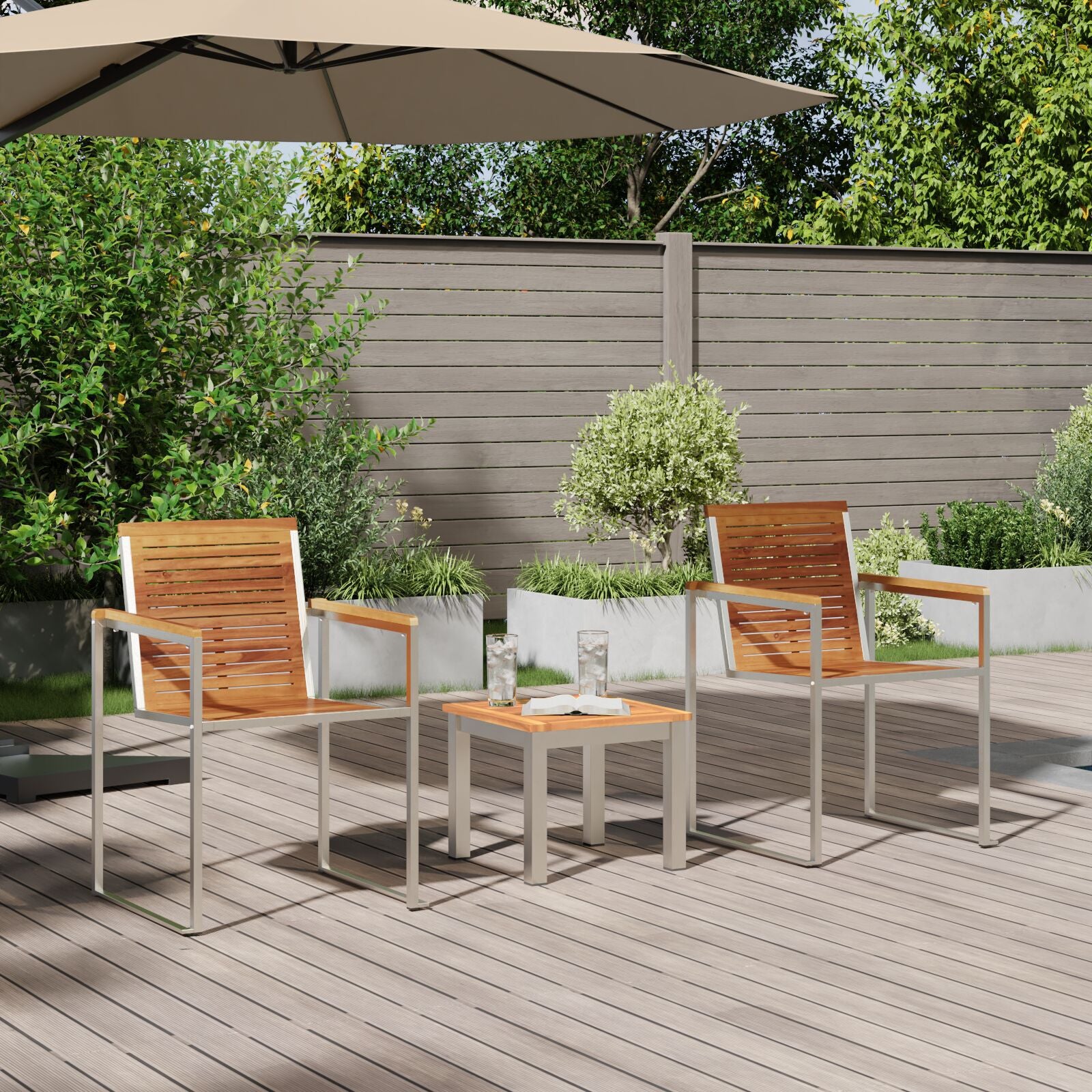Solstol 3-person 3 pcs Brun 200 x 60 x 88cm Massivt teaktre