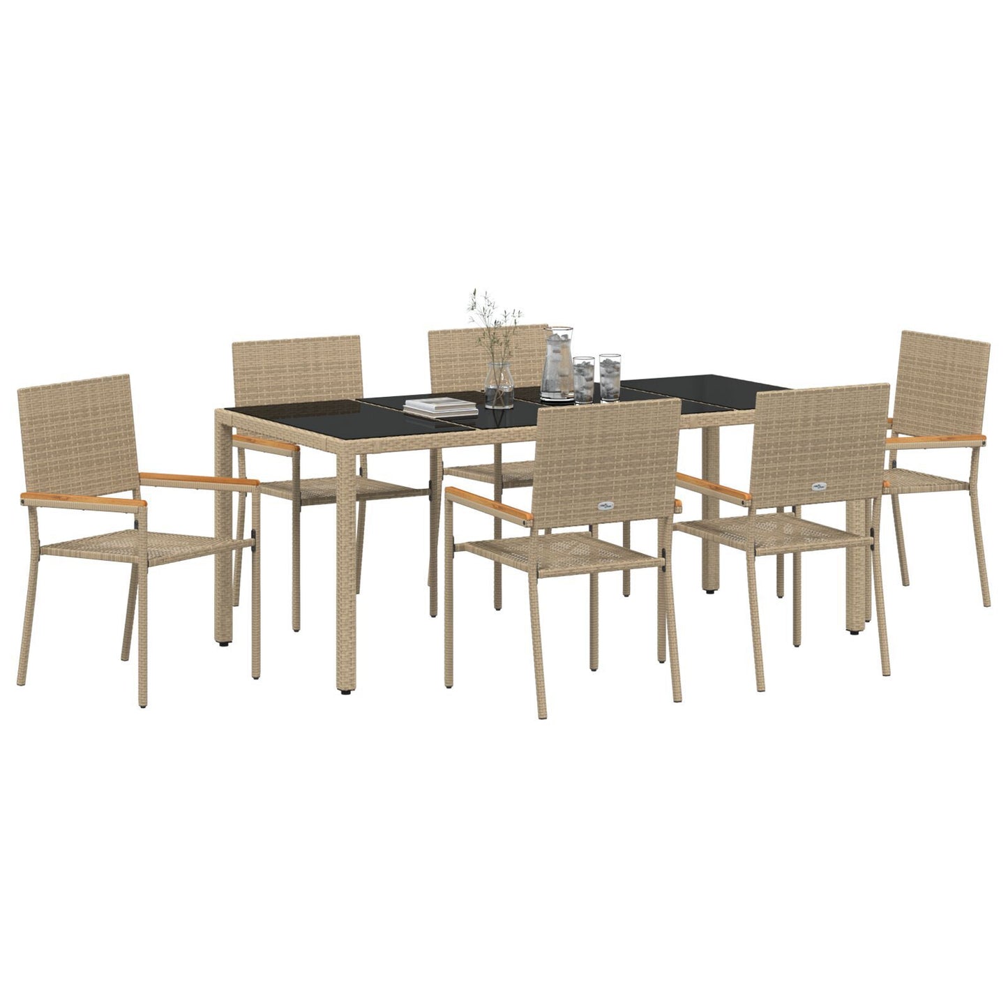 Hage Spisegruppe 7 pcs Beige polyrotting
