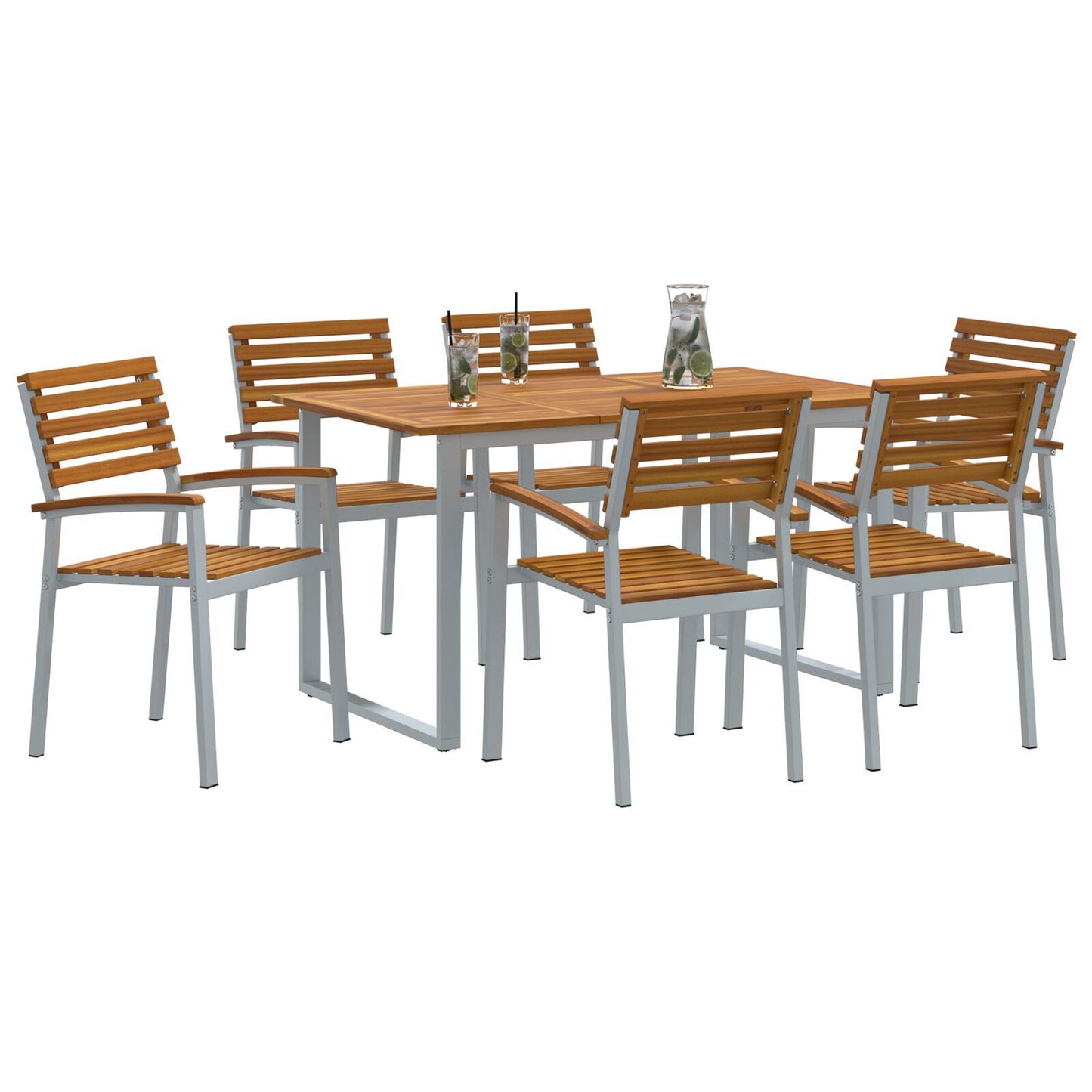Hage Spisegruppe 7 pcs Grå Solid akasietre