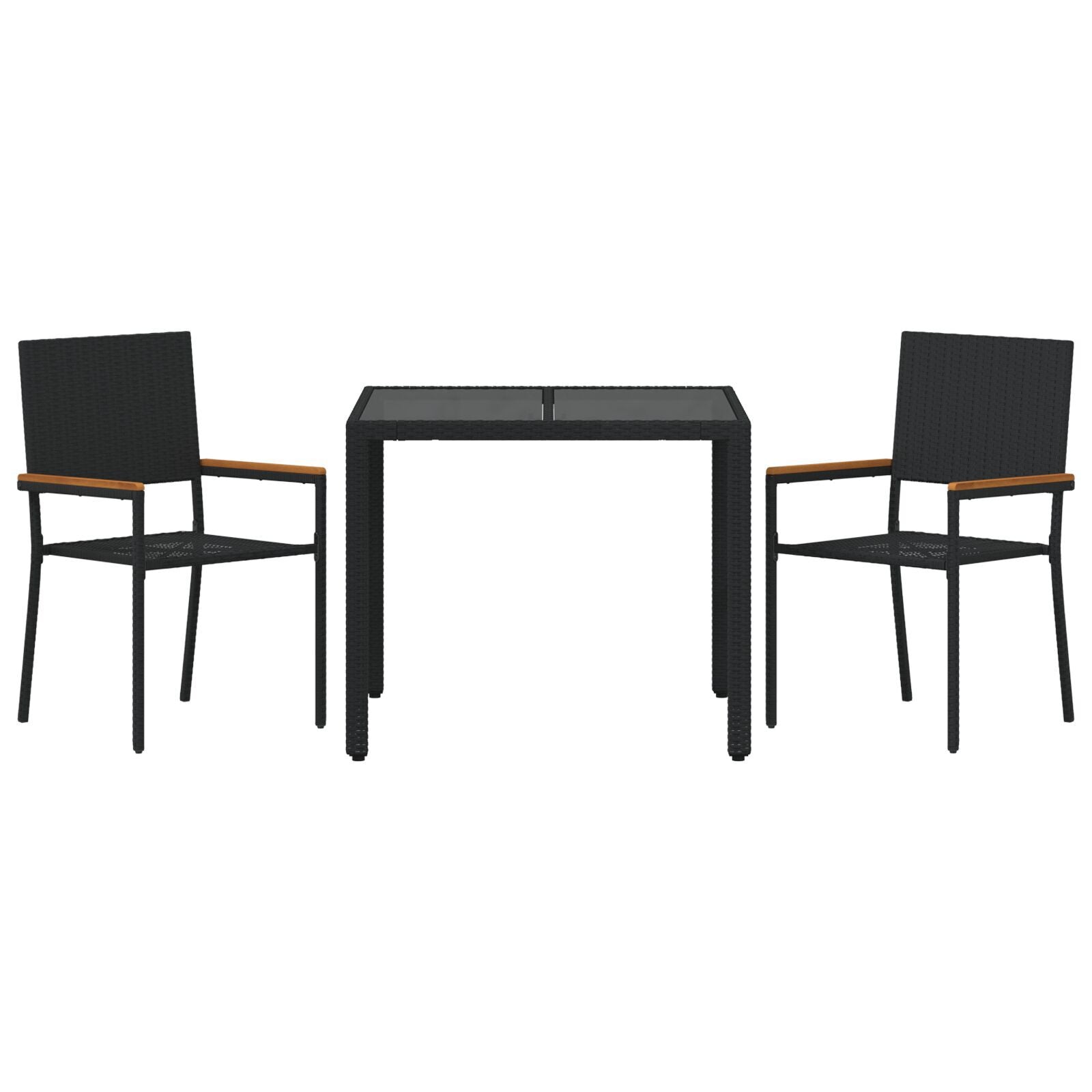 Hage Spisegruppe 3 pcs Svart 90 x 90 x 75 cm polyrotting