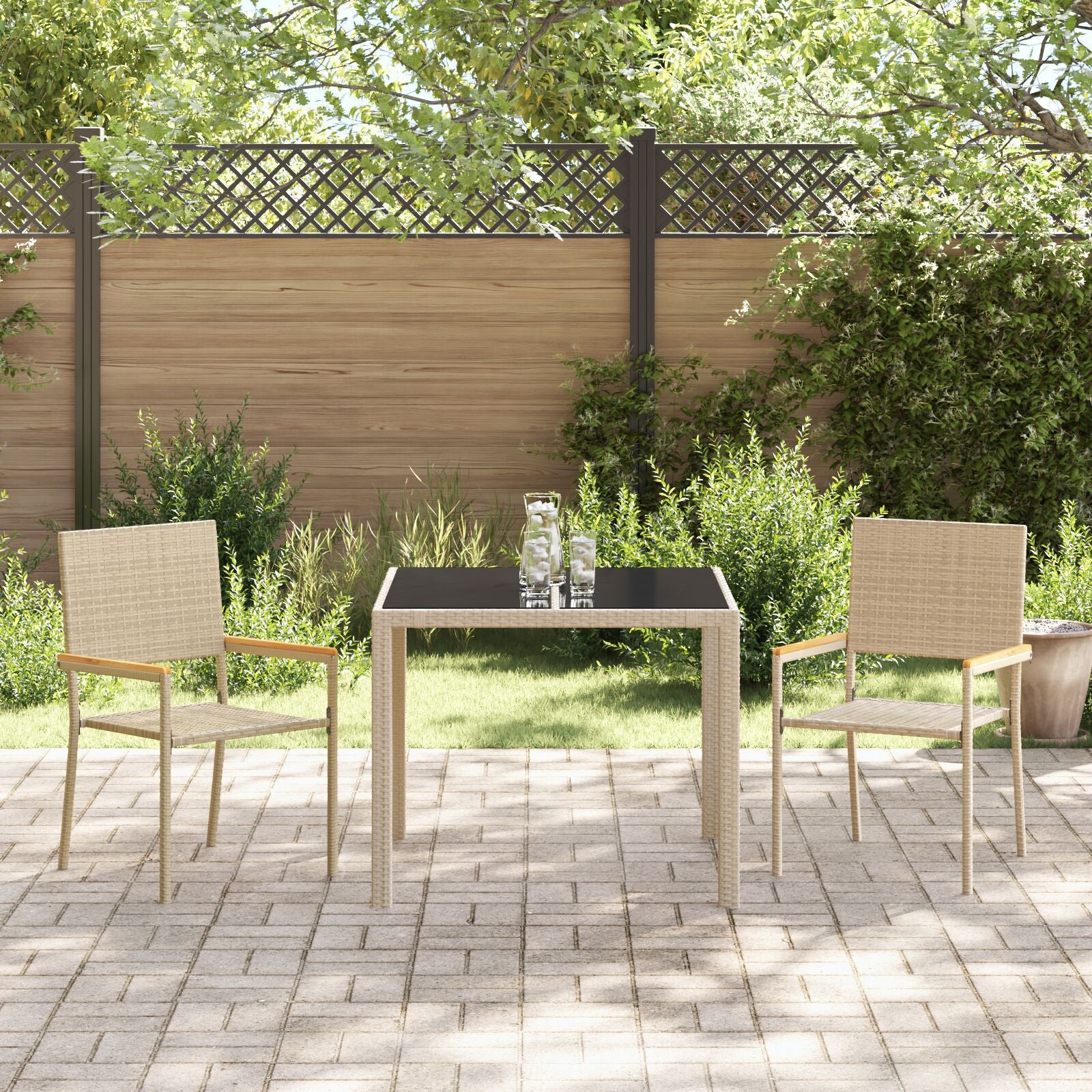 Hage Spisegruppe 3 pcs Beige 90 x 90 x 75 cm polyrotting