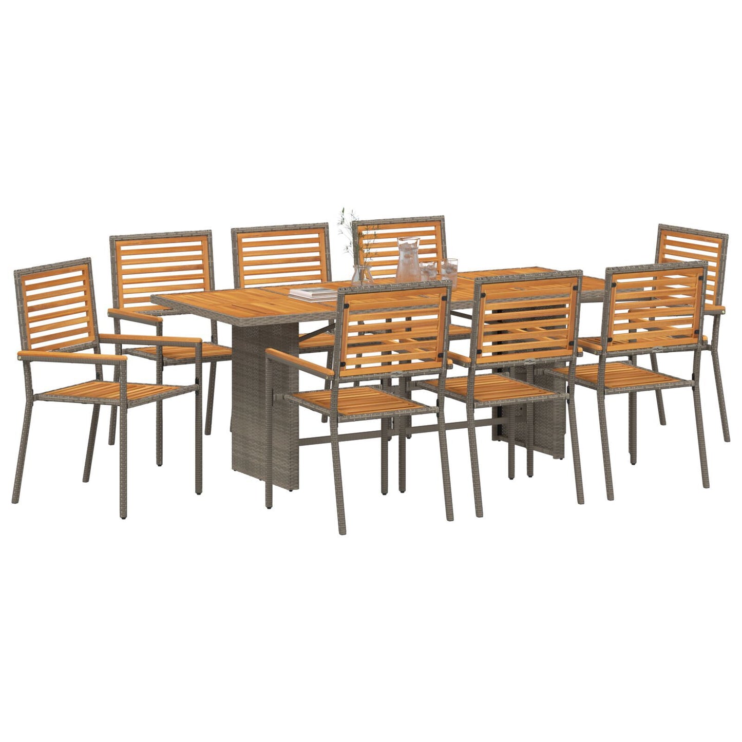 Hage Spisegruppe 9 pcs Grå og Brun polyrotting