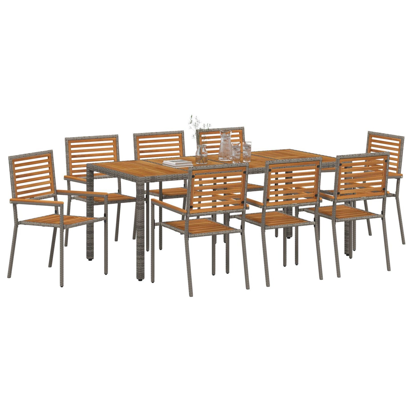 Hage Spisegruppe 9 pcs Grå og Brun polyrotting