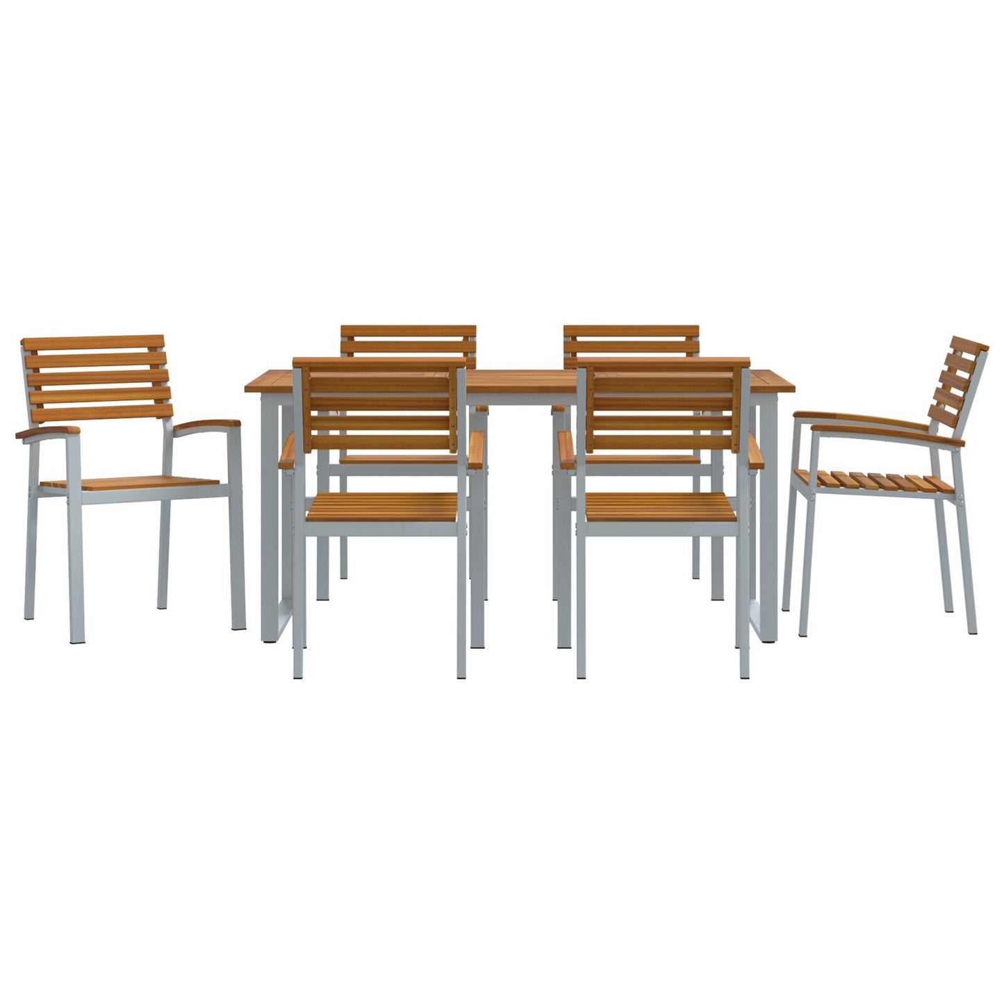 Hage Spisegruppe 7 pcs Grå Solid akasietre