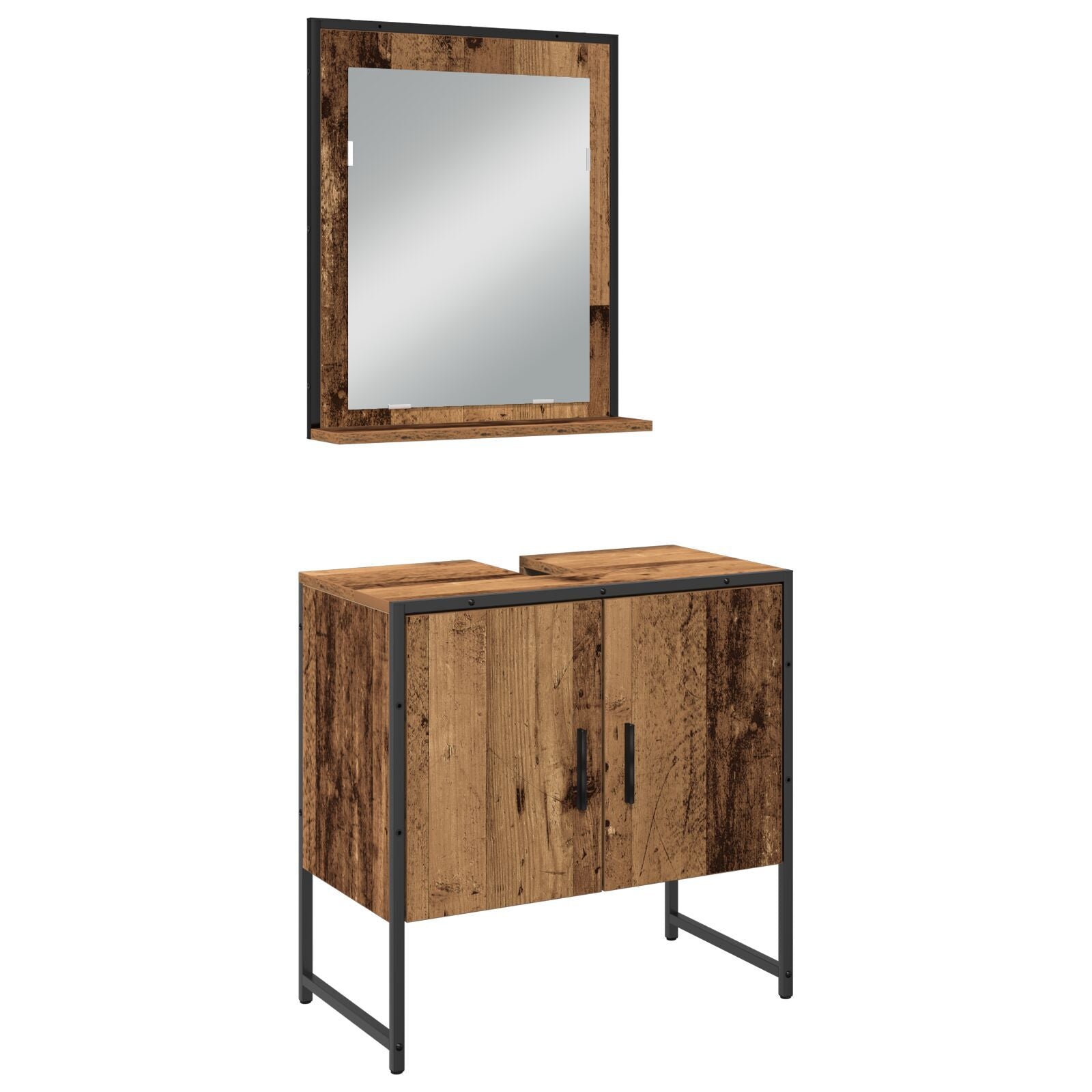 Baderomsinnredningssett med dør 3 pcs Brun 33 x 33 x 102.5 cm