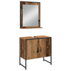 Baderomsinnredningssett med dør 3 pcs Brun 33 x 33 x 102.5 cm